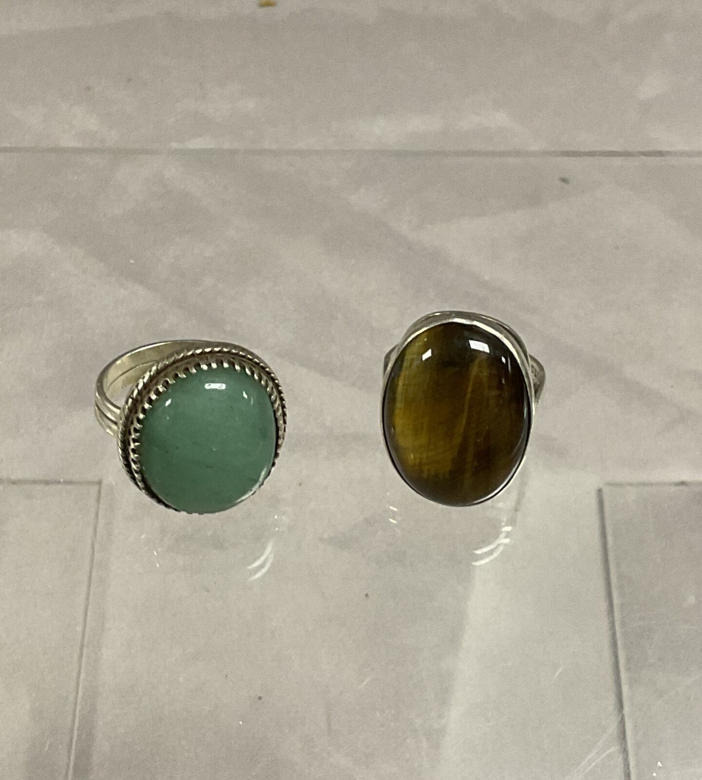 Two silver hard stone rings Size R