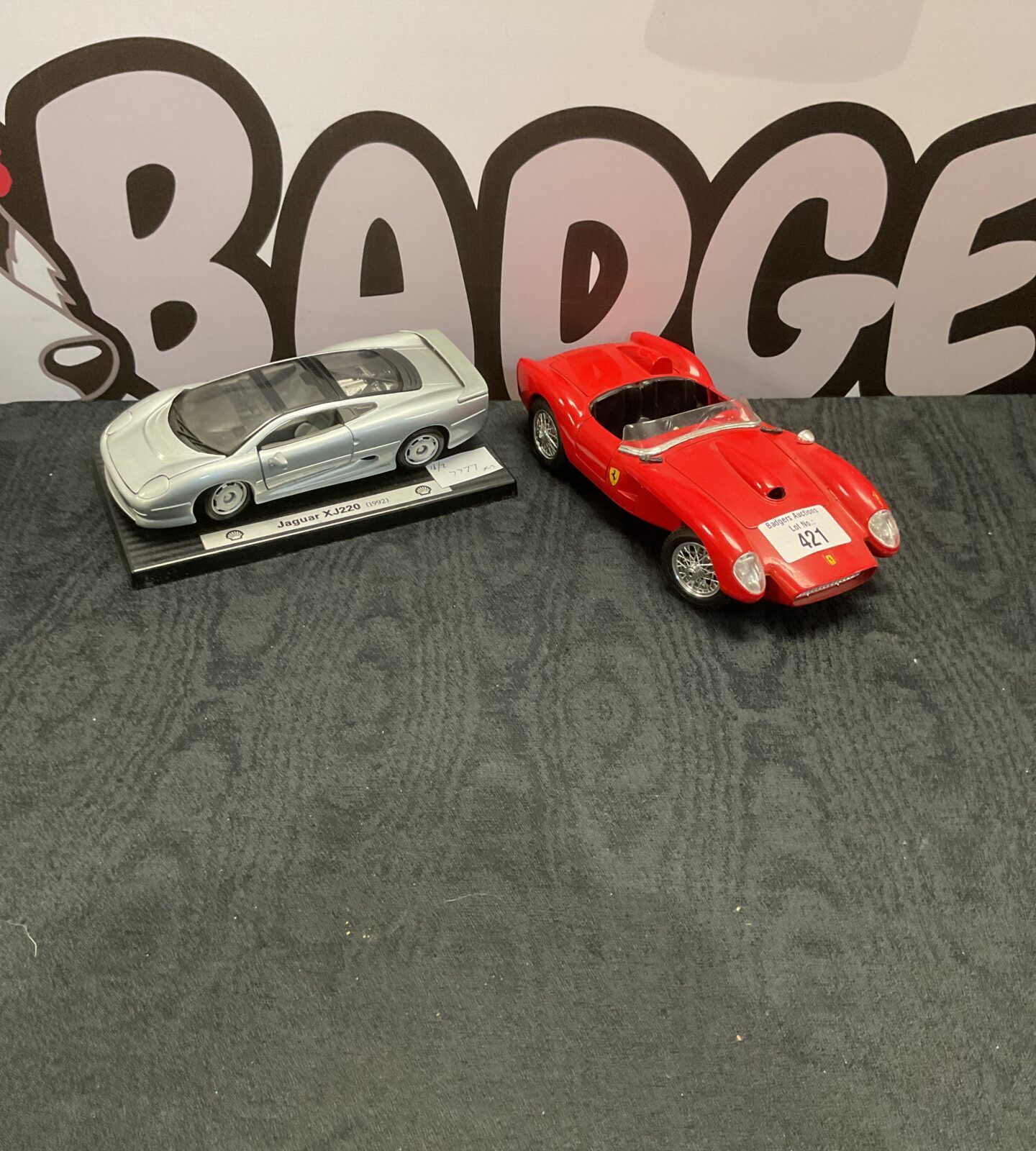 Two diecast models inc burago ferarri 250 testa rossa and shell jaguar xj220