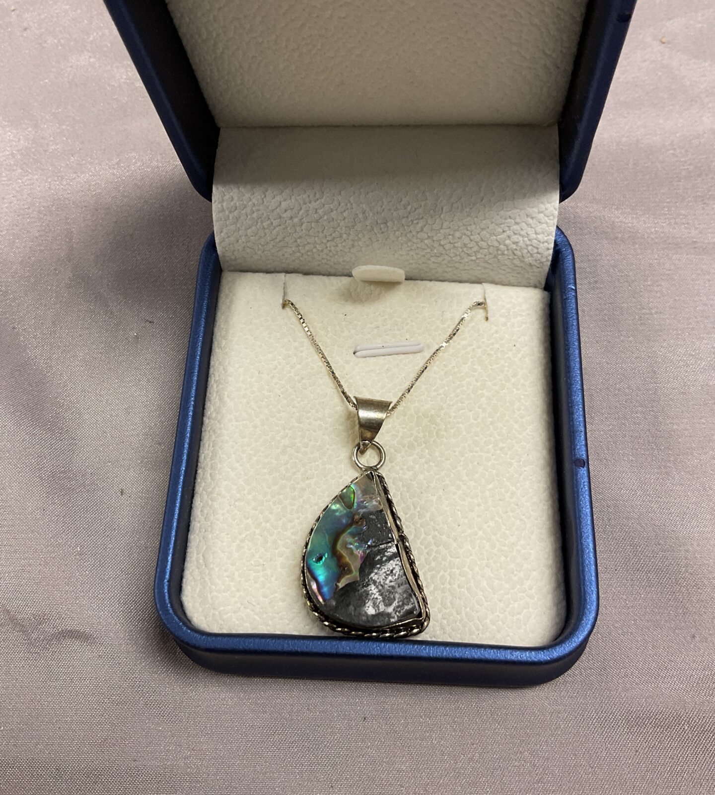 925 Silver Abalone Pendant 16” Necklace