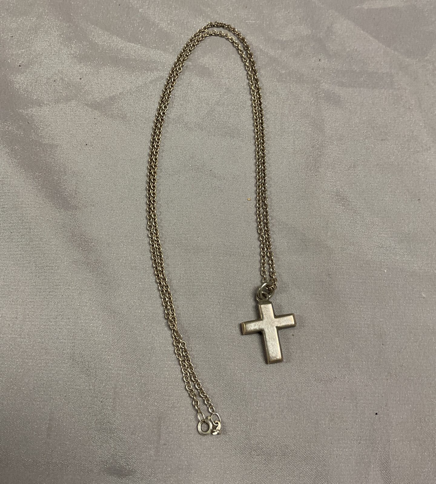Hallmarked silver cross pendant 24” Necklace