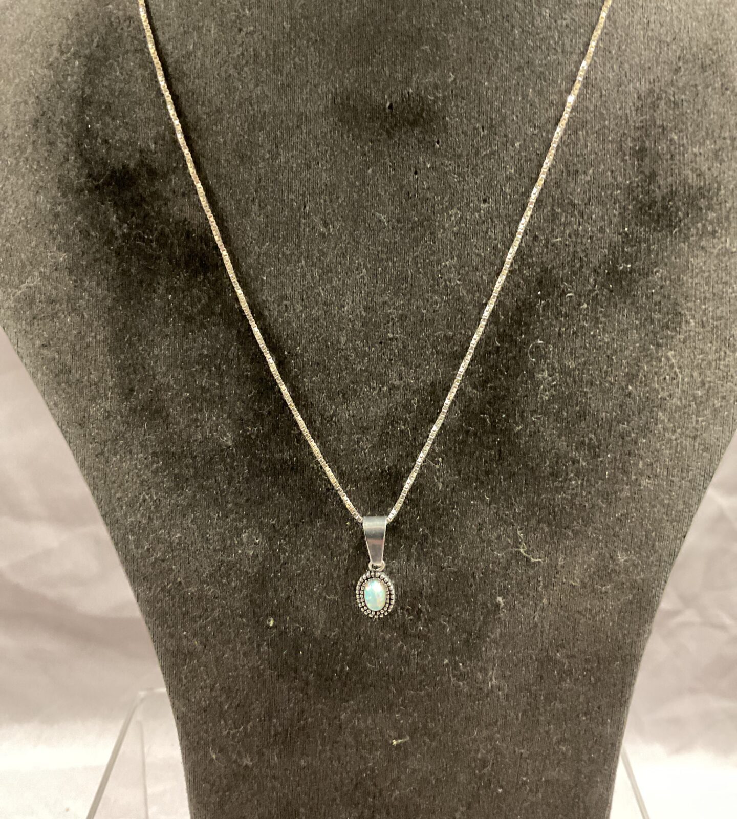 925 Silver Opal pendant 16” necklace