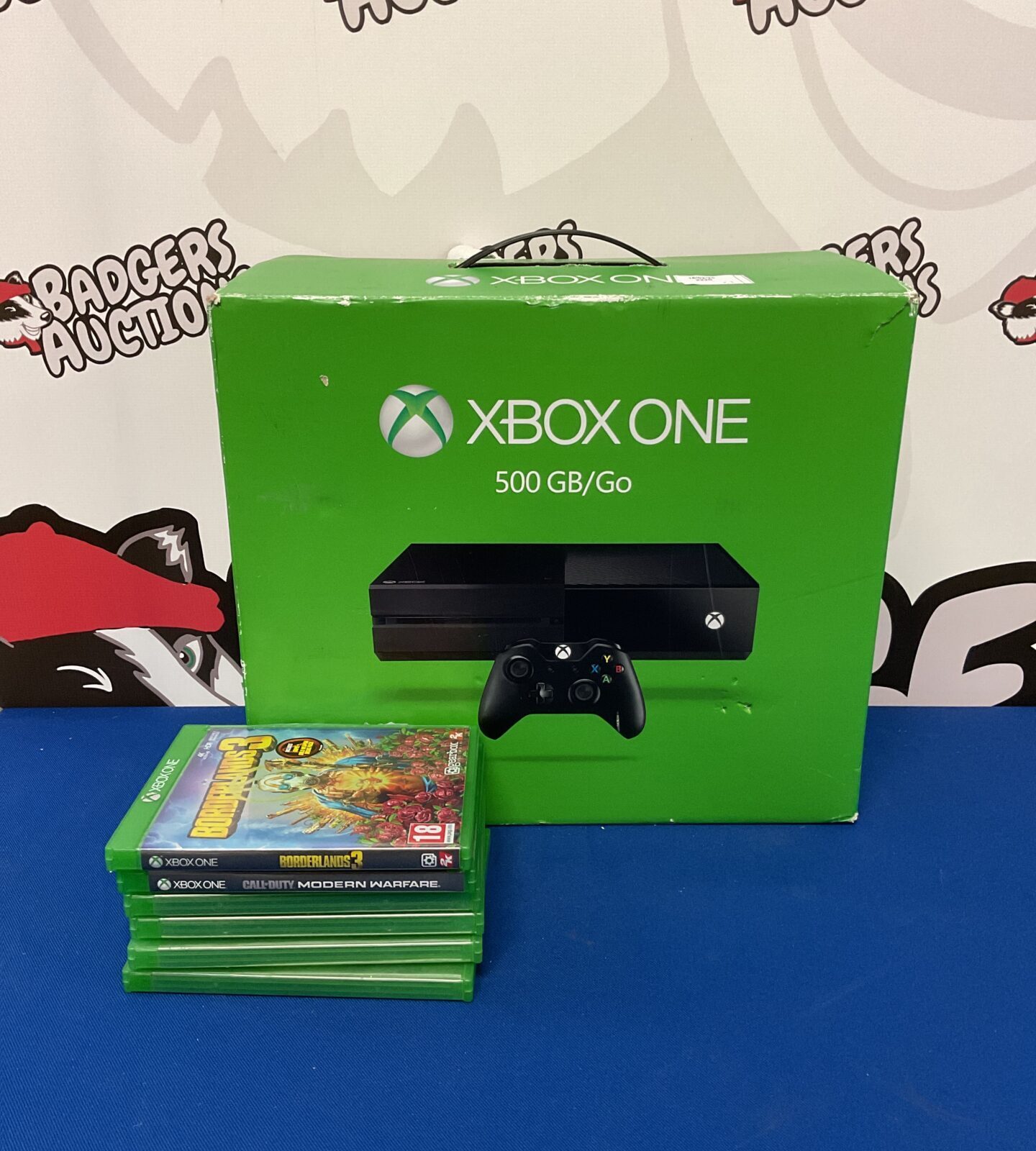 Xbox one console with games & cables