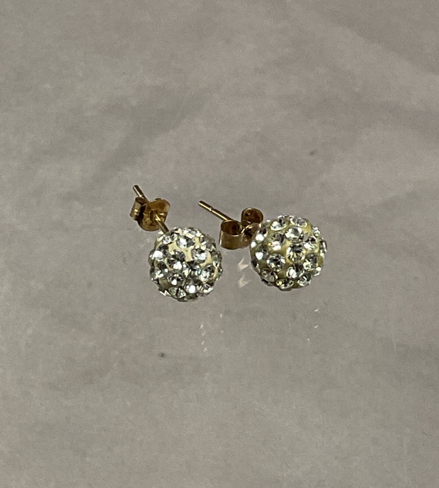 10ct gold white stone set ball stud earrings