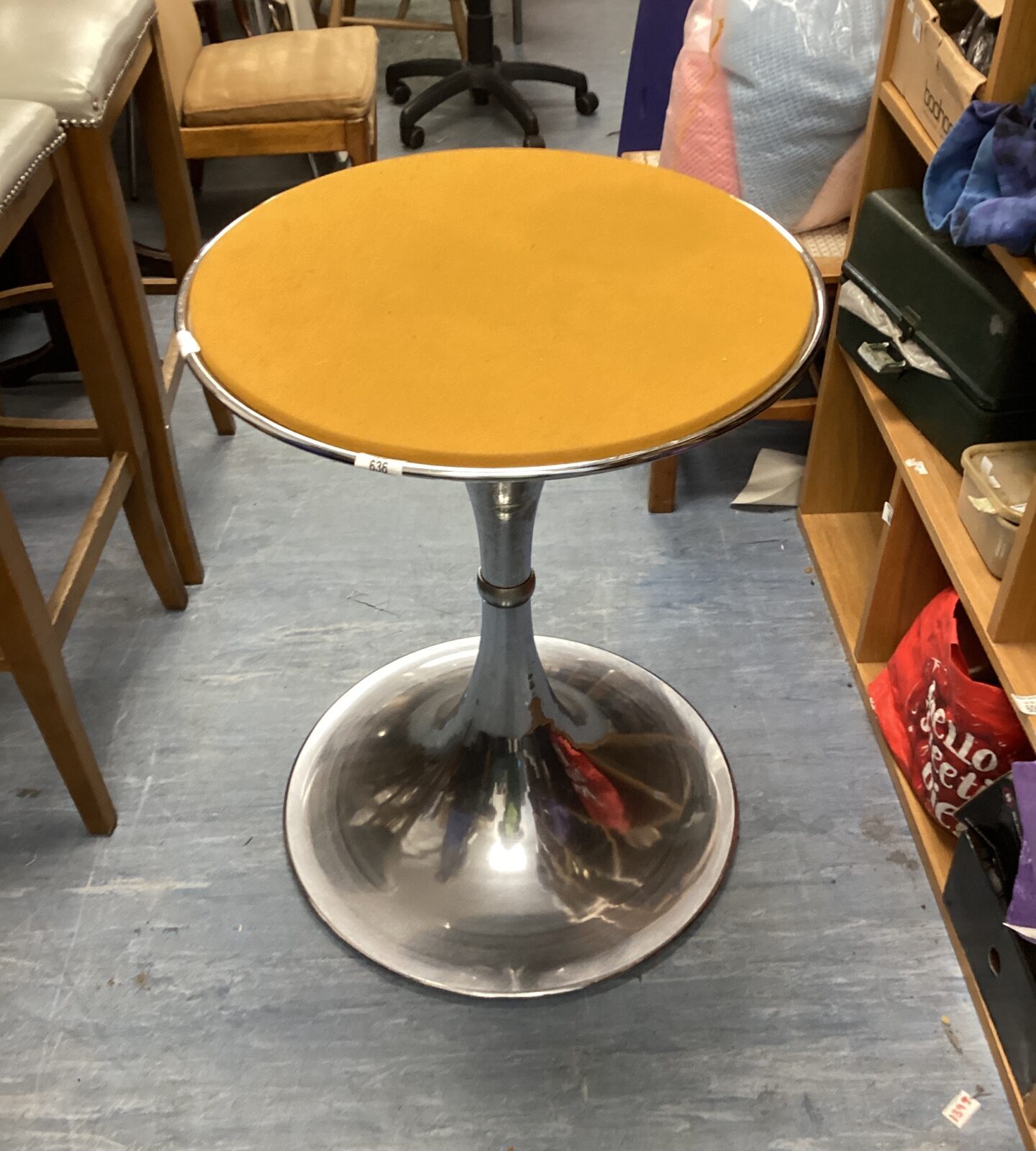 Round chrome bar table