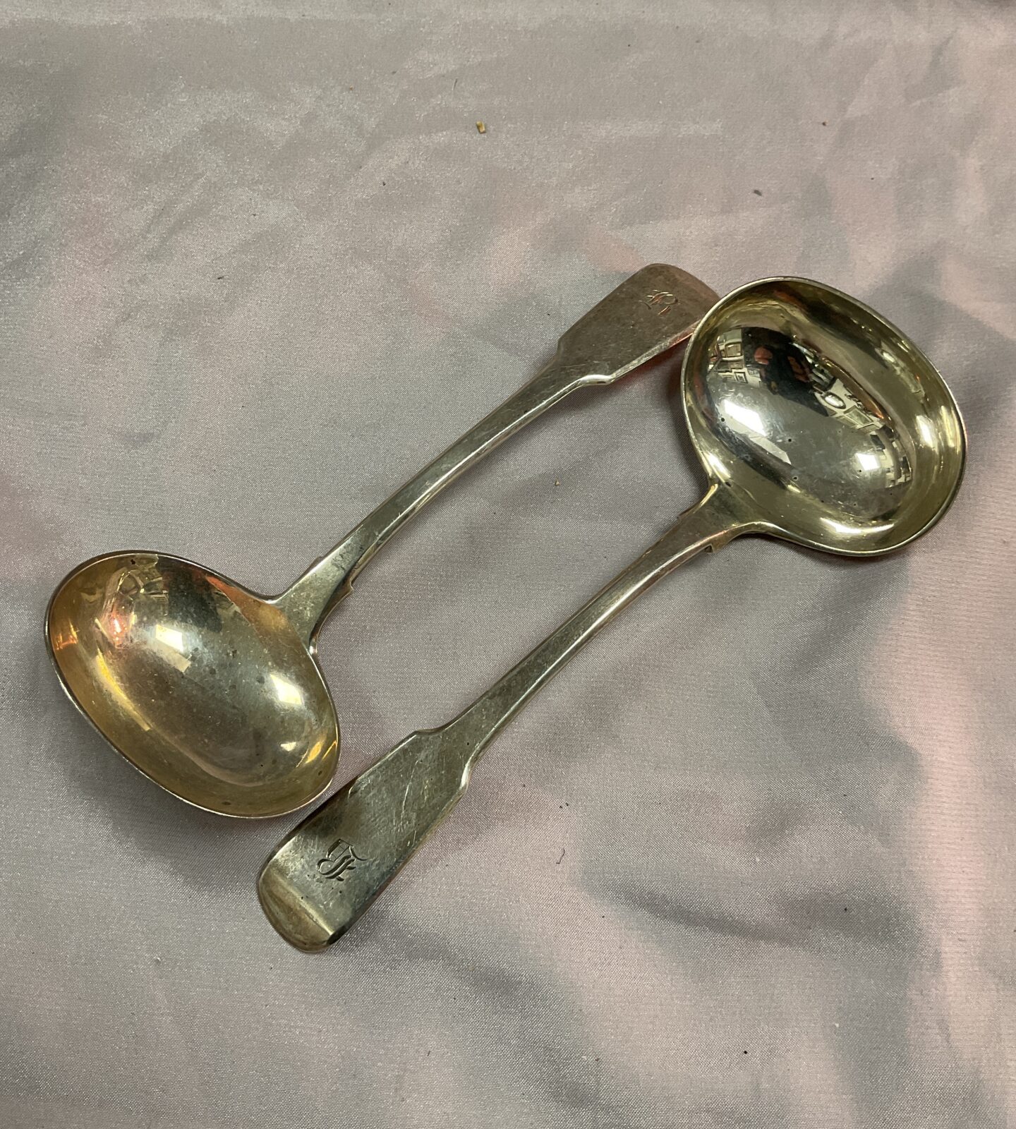 Pair Of Georgian hallmarked Sterling Silver ladles 152.68g