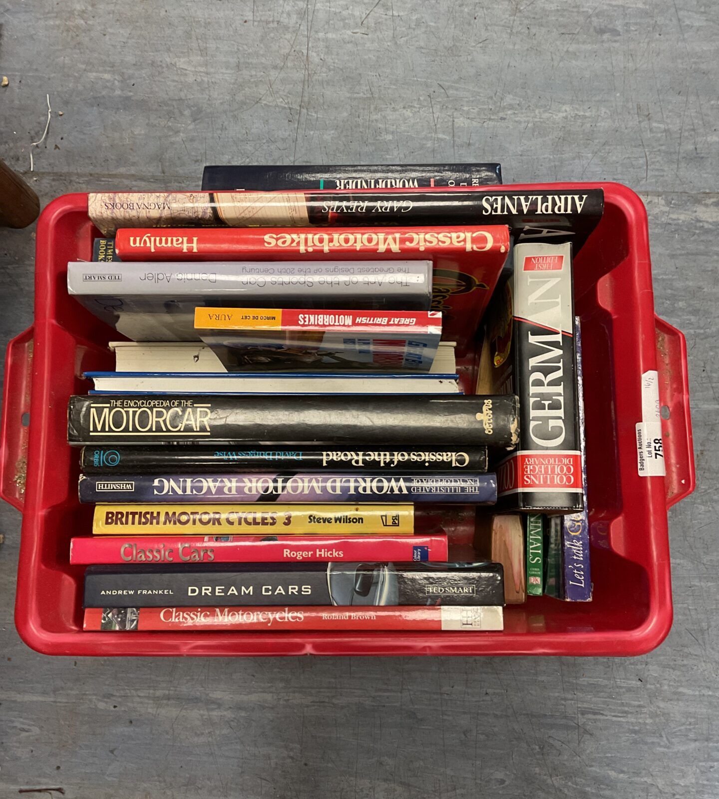 Box of books including classic cars & motorbikes