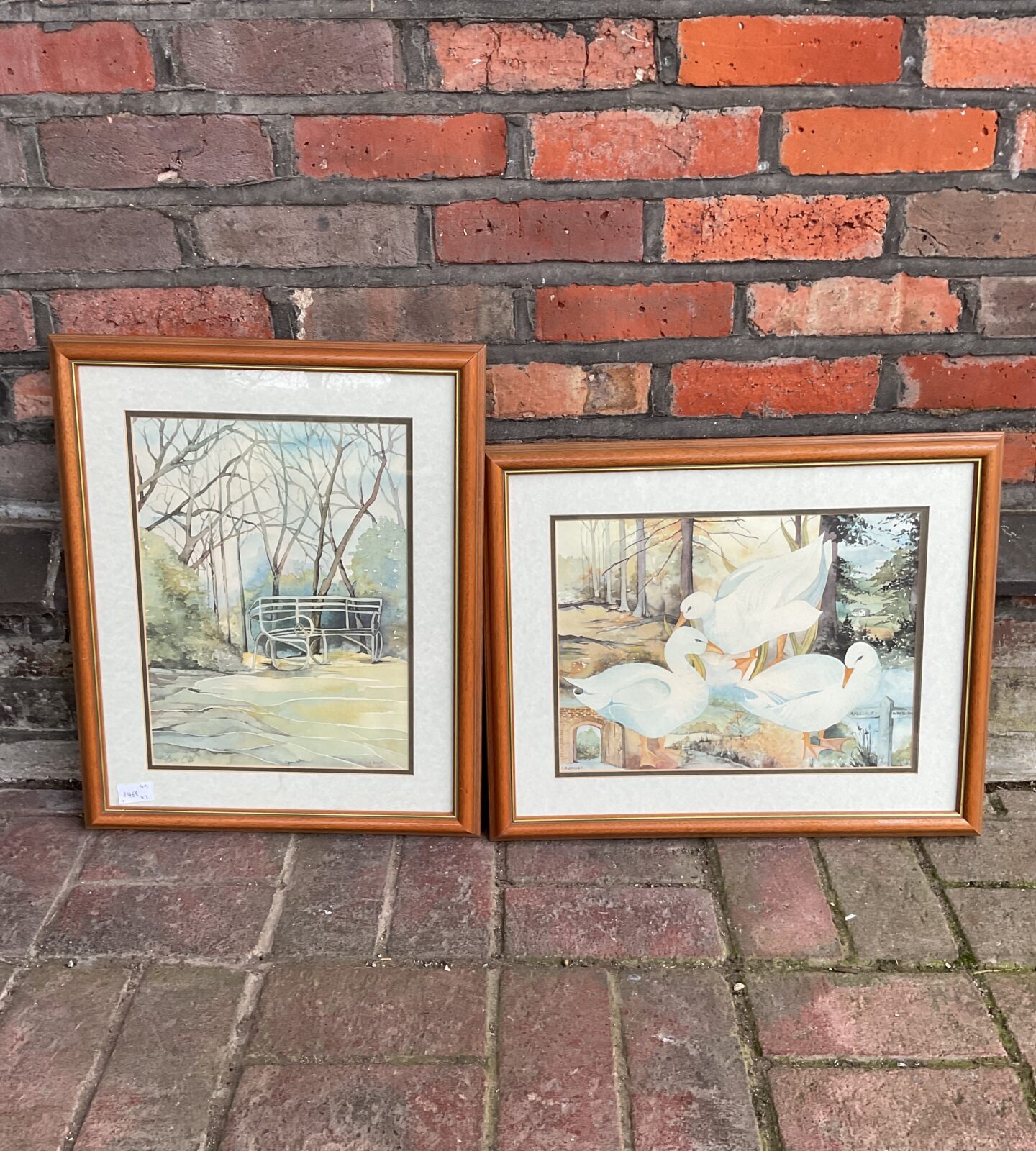 C a bossett print of aylesbury ducks & signed ltd ed print of a park bench