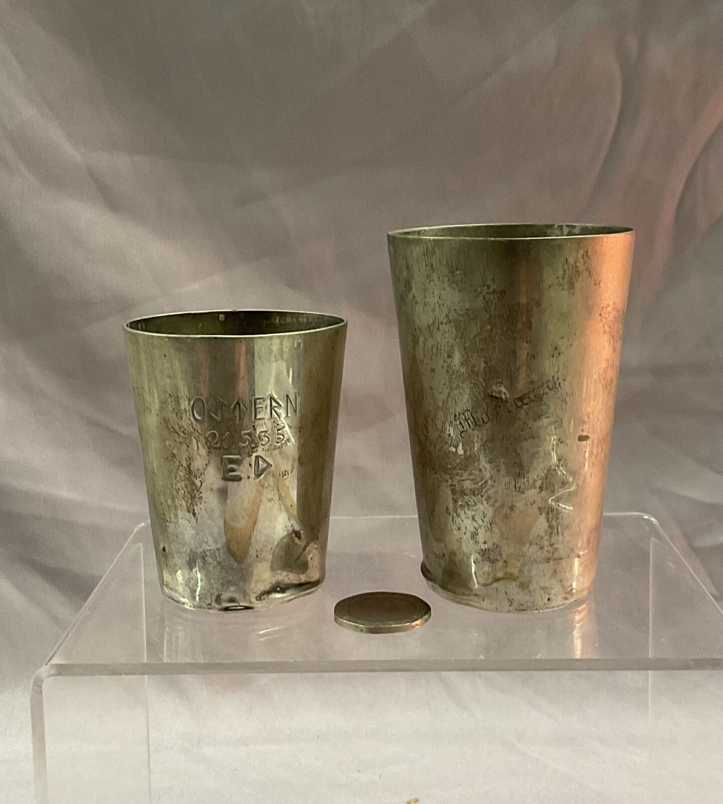 Two continental silver cups 800 and 835  100g gross