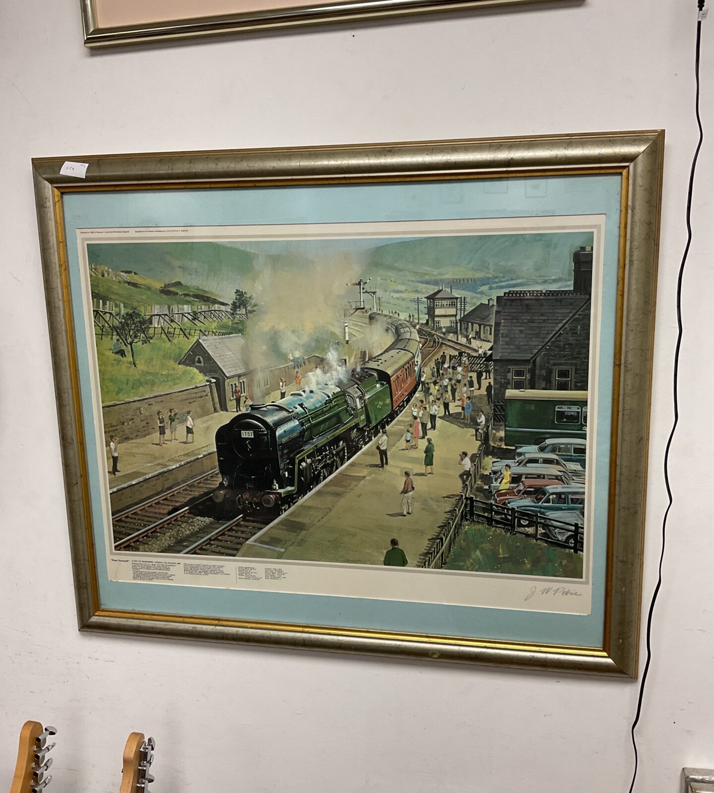 J w petrie signed print titled final farewell steam train Oliver cromwell