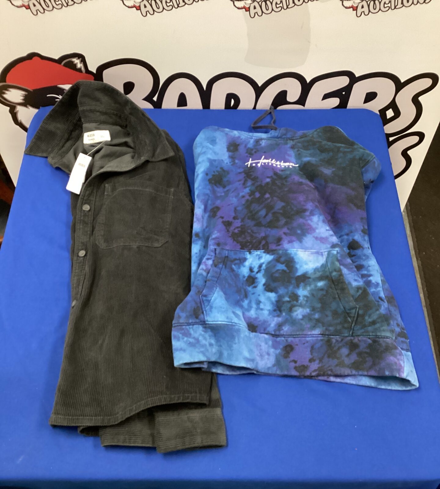 Hollister corduroy shirt size L with hollister tie dye hoodie size m