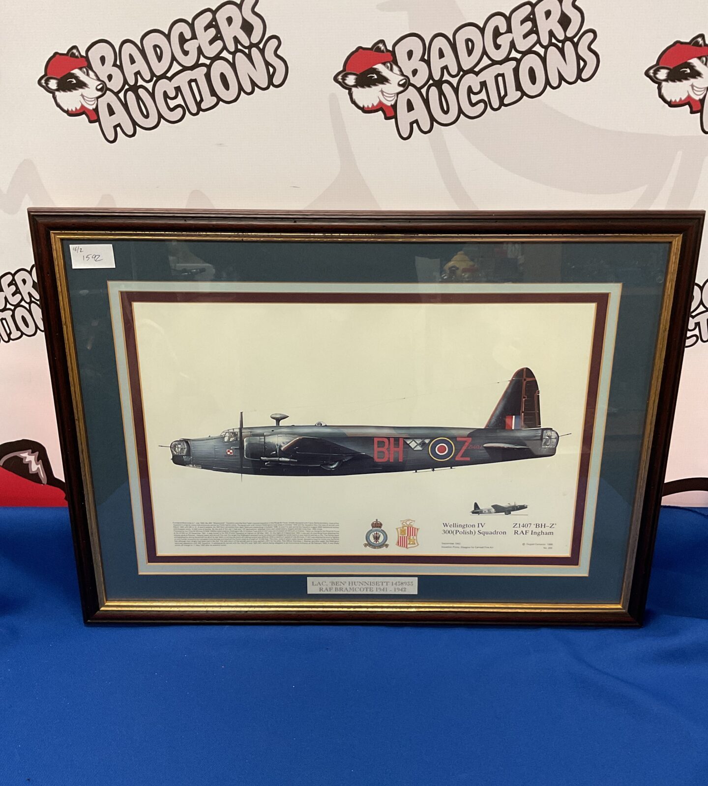 Dugald cameron framed print of a wellington bomber