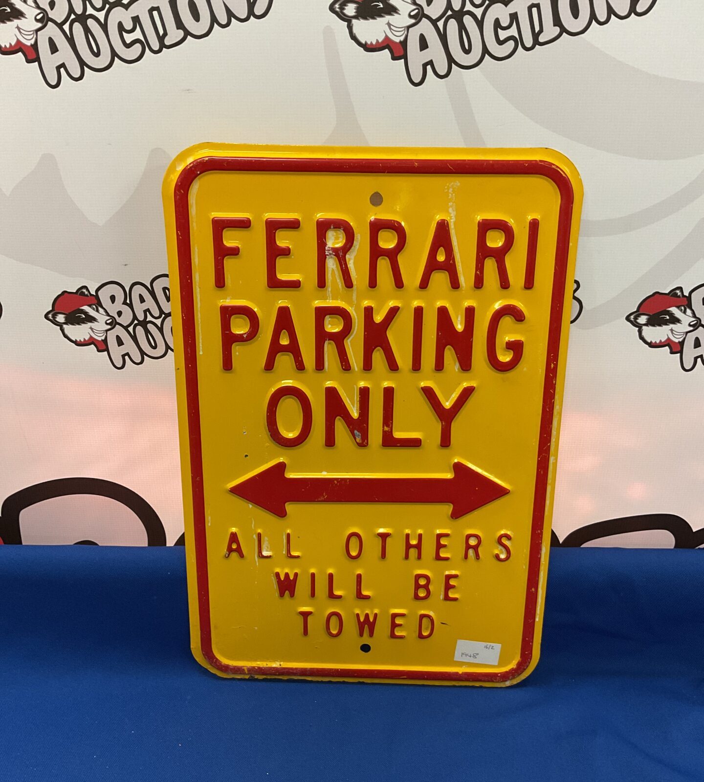 Metal ferrari parking only sign