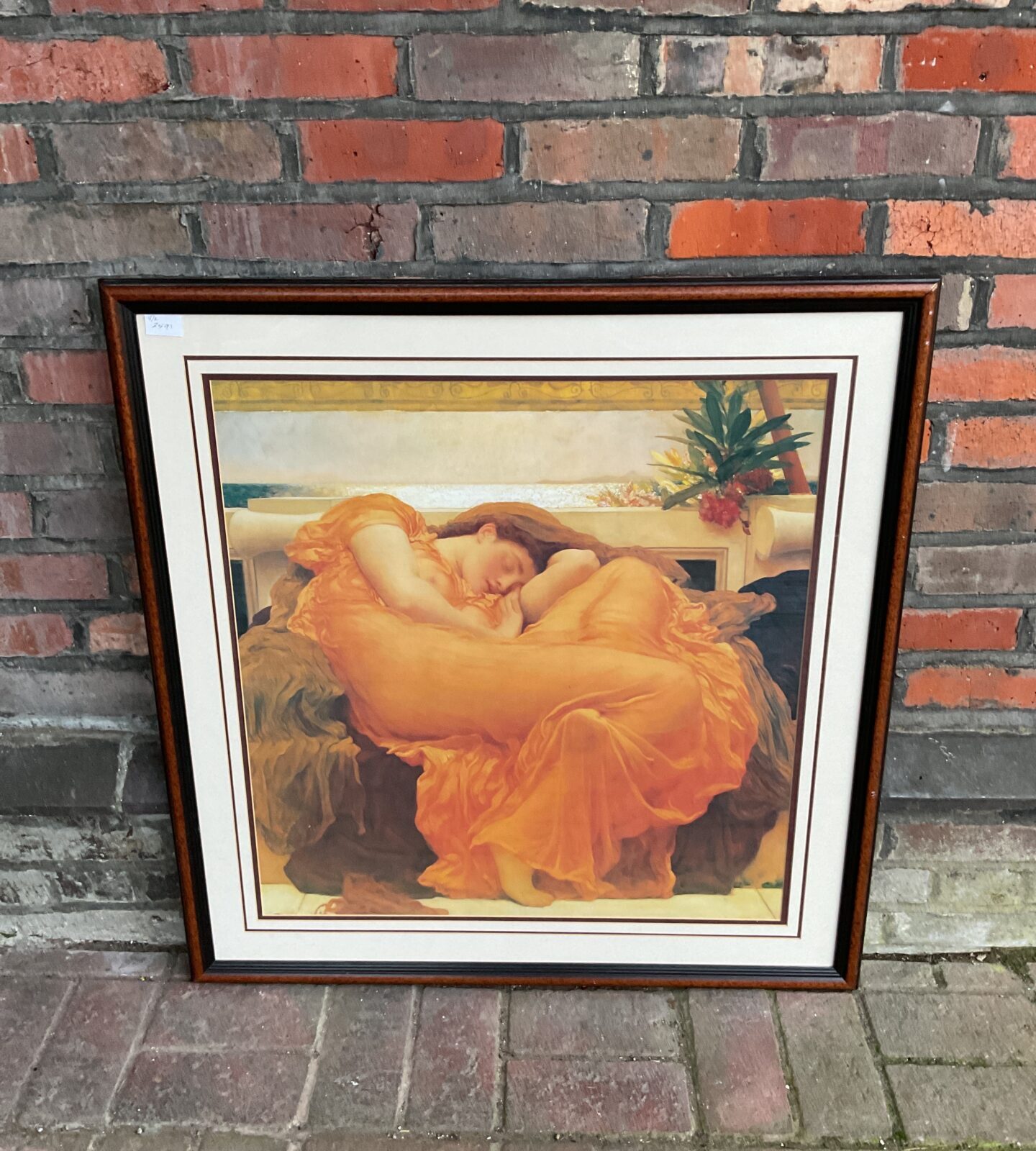 Large Frederick leighton print titled flaming june