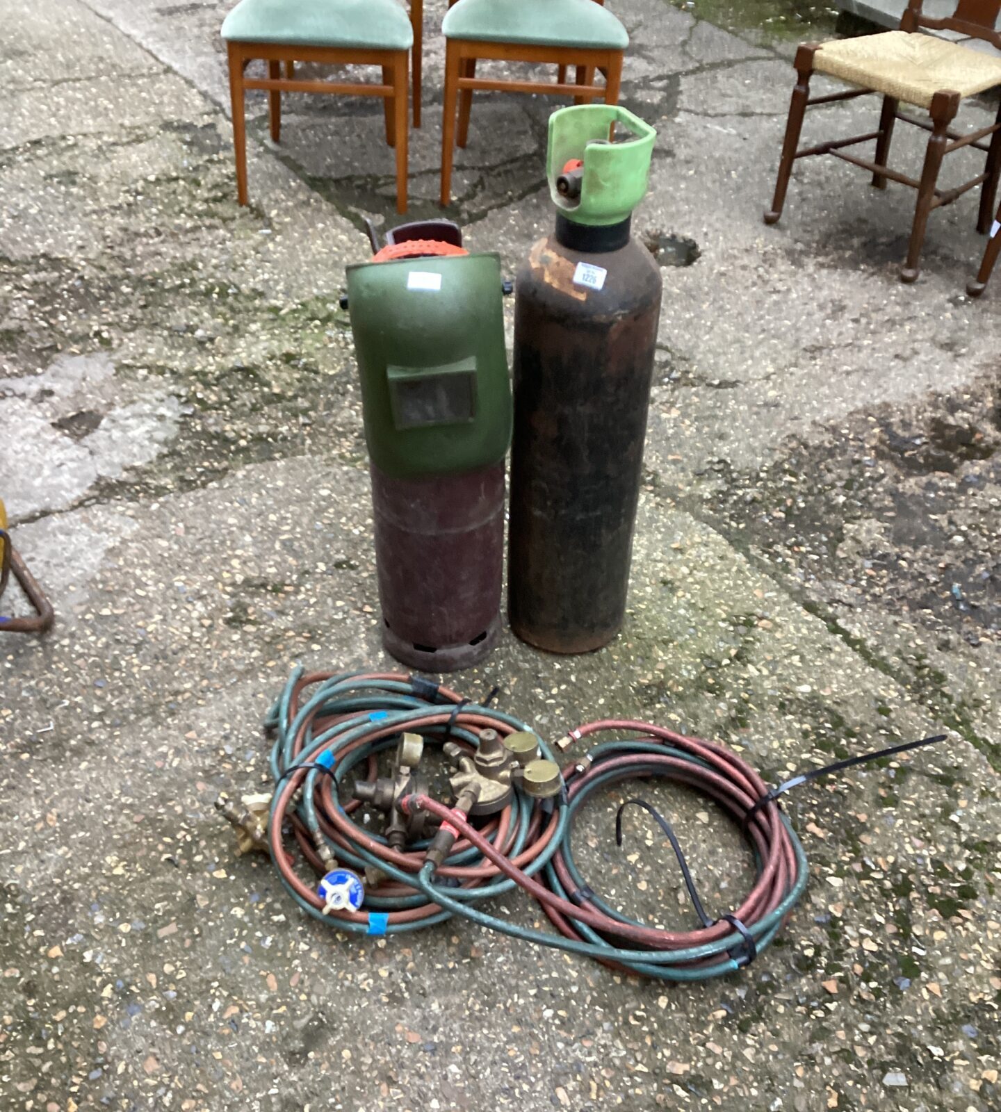 Welders tourch and bottles