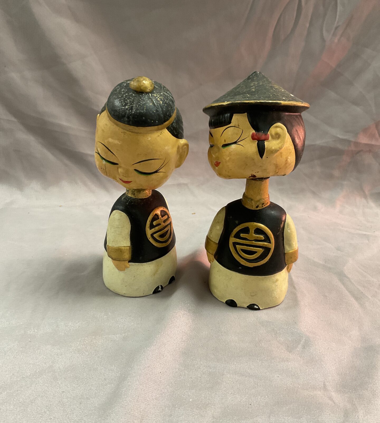 two 6” chinese papier mache Bobble heads