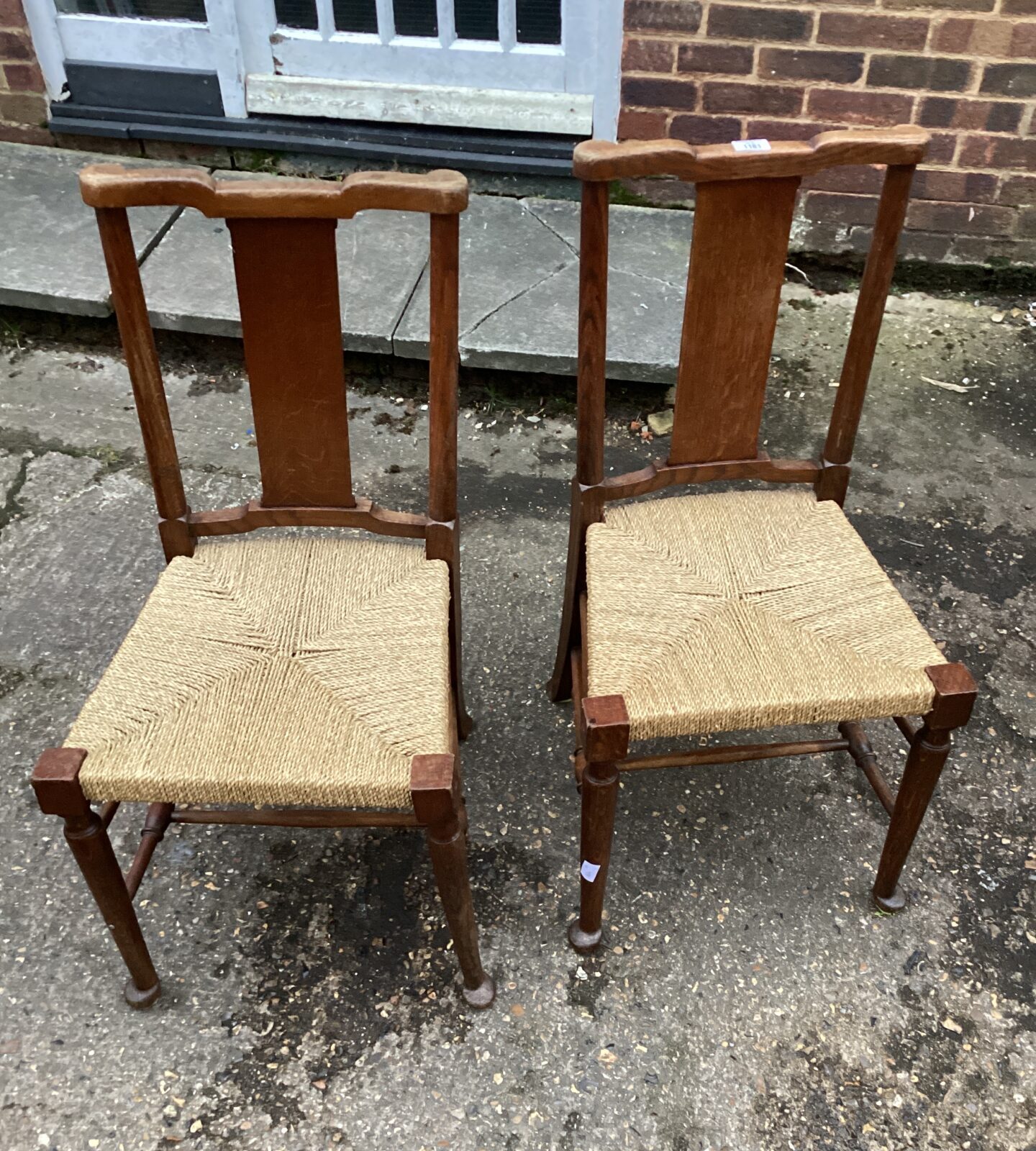 Two vintage woven based chairs