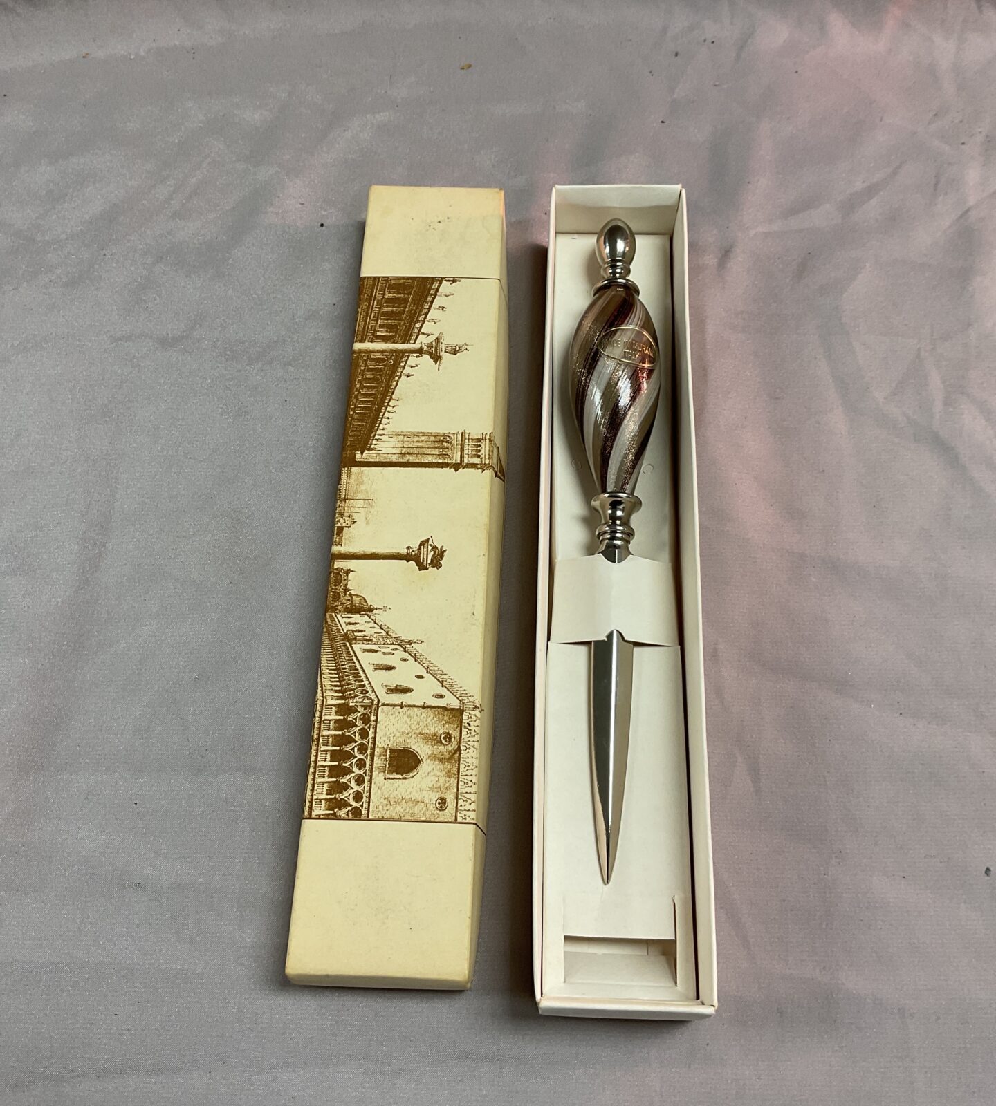 Murano glass letter opener paper knife in box