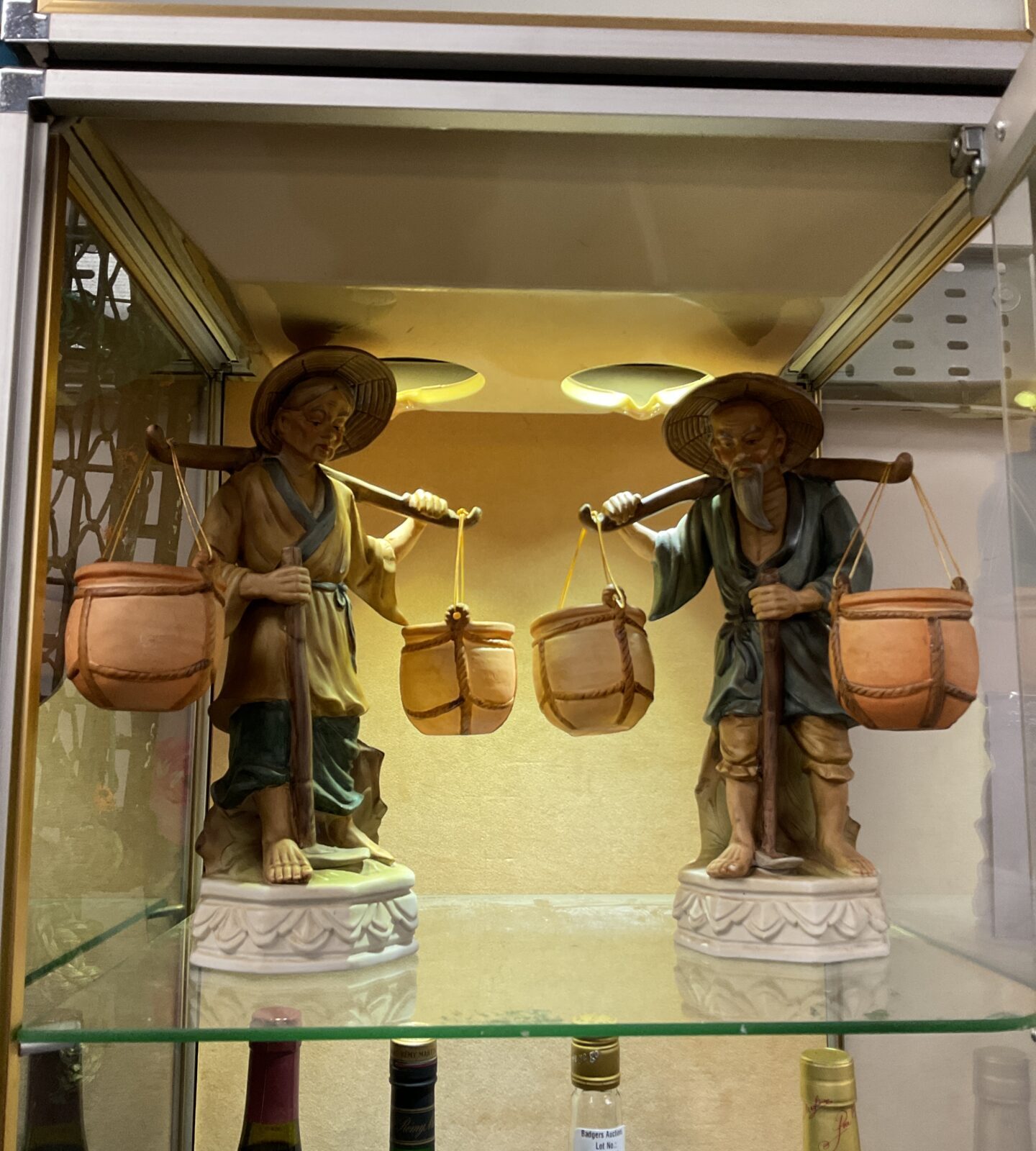 pair 1970s japanese porcelain water carrier figures
