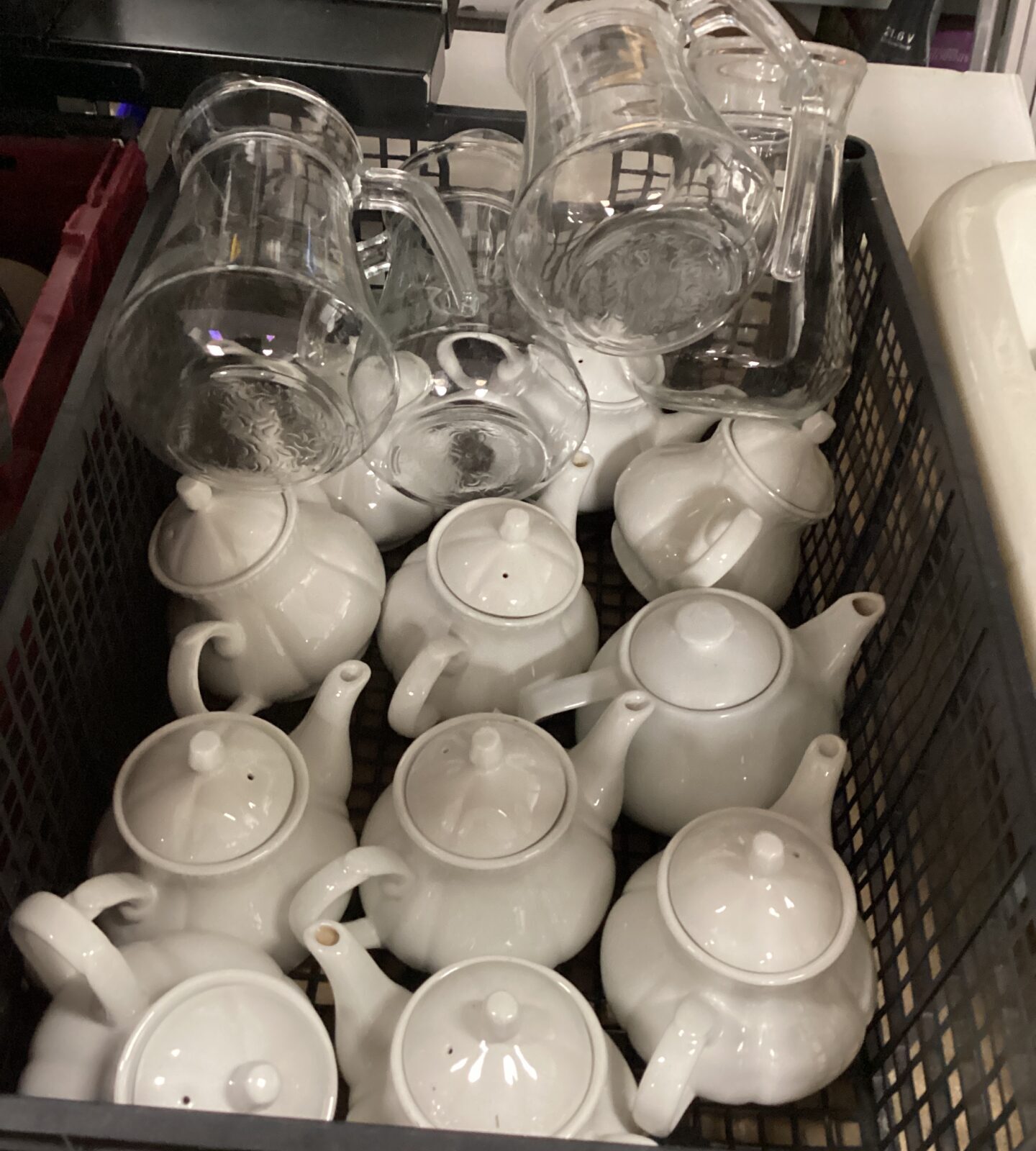 Tray of tea pots and jugs