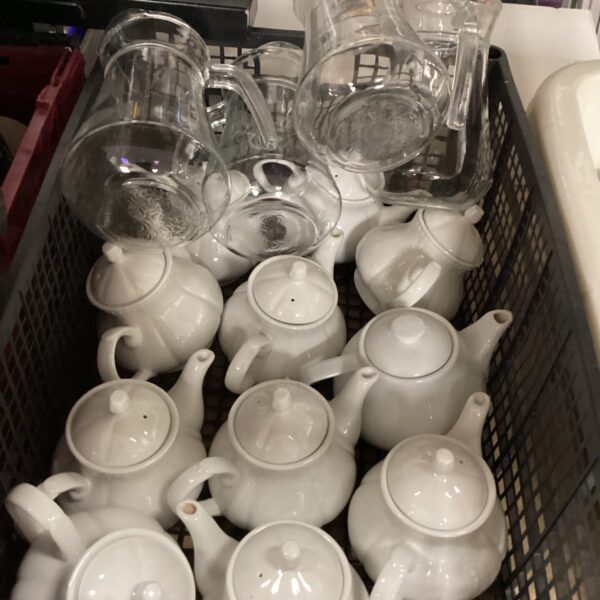 Tray of tea pots and jugs