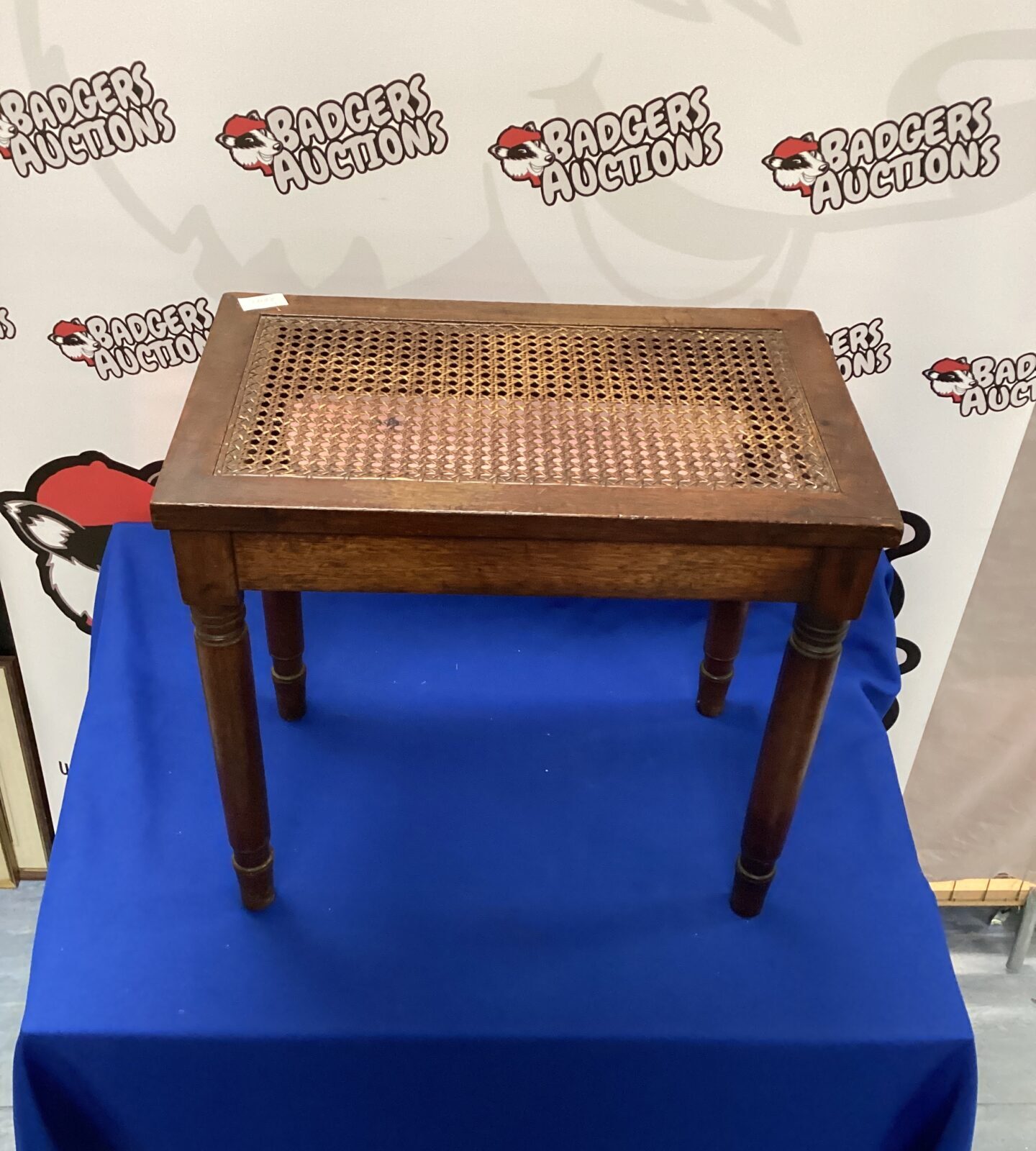 Vintage Oak and cane side table