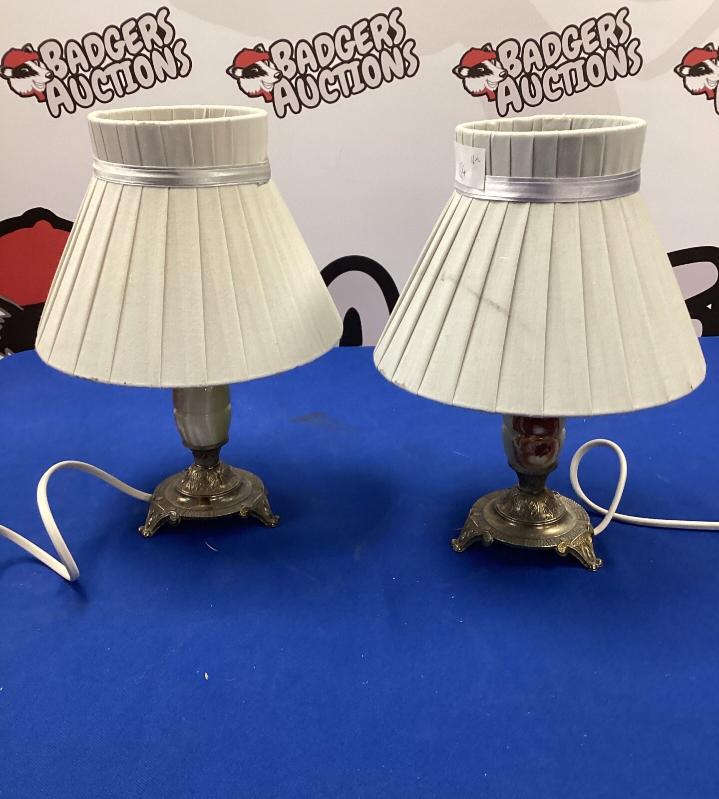 Two marble table lamps