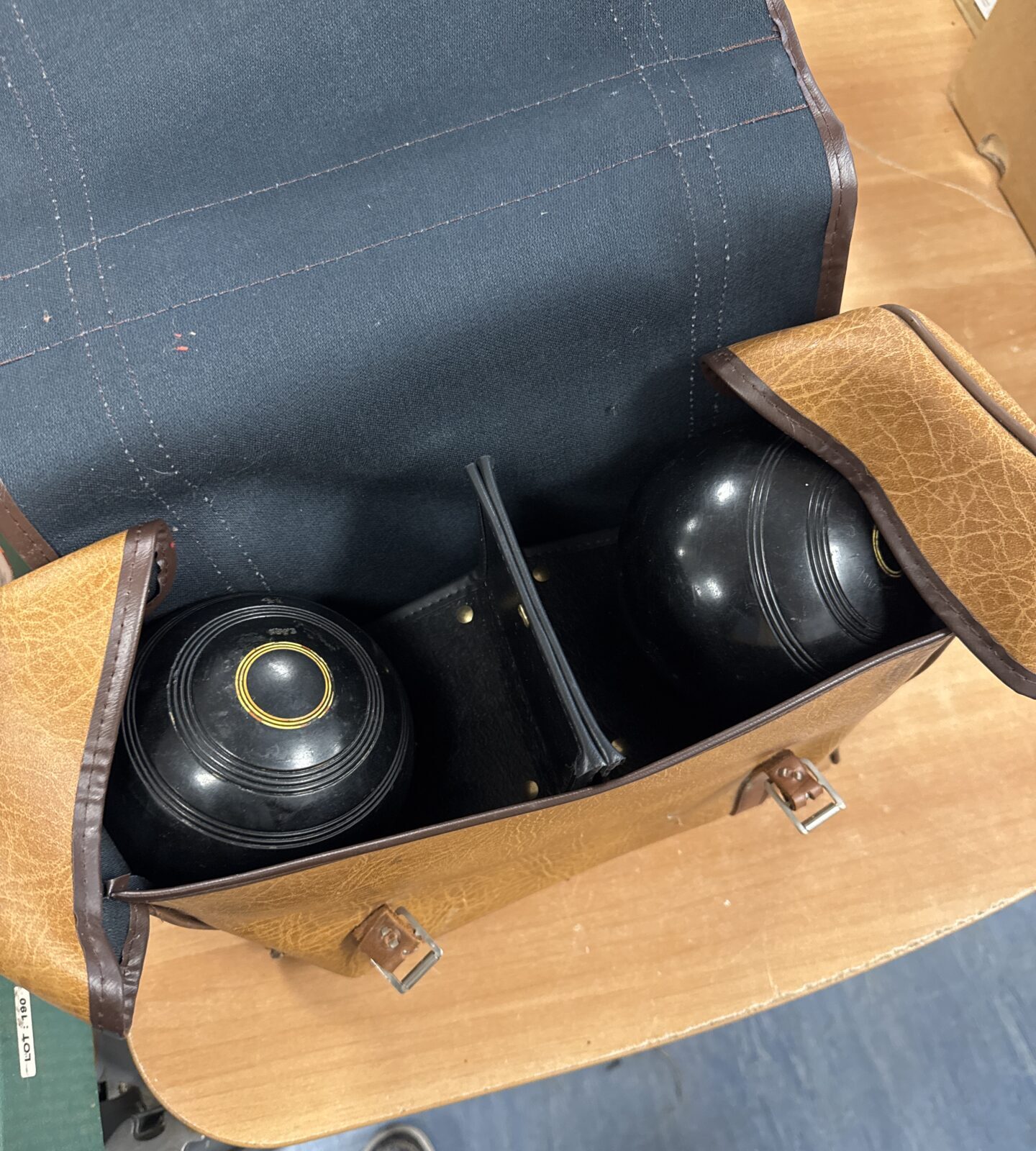 Set of lawn bowls in carry case