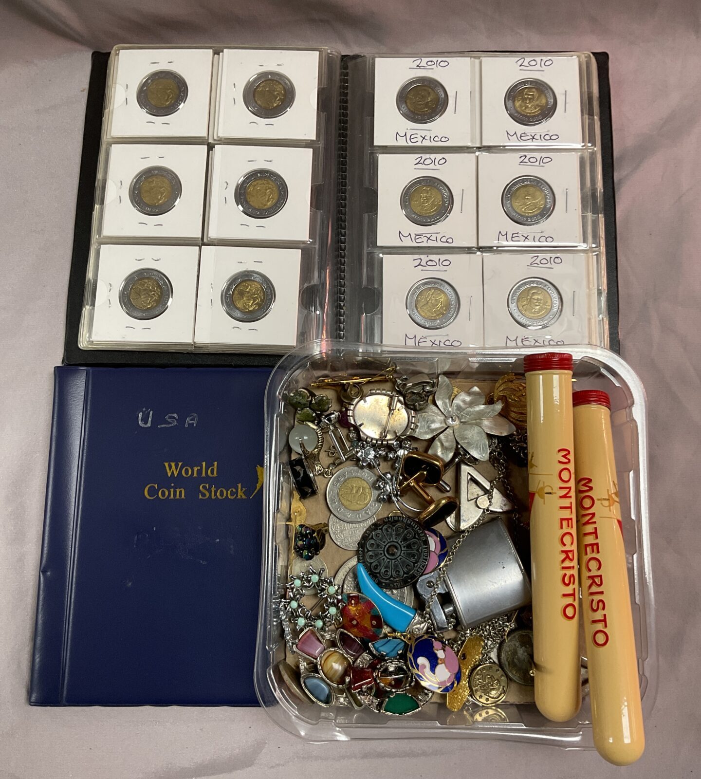 Tray of odds Inc Mexico coin collection