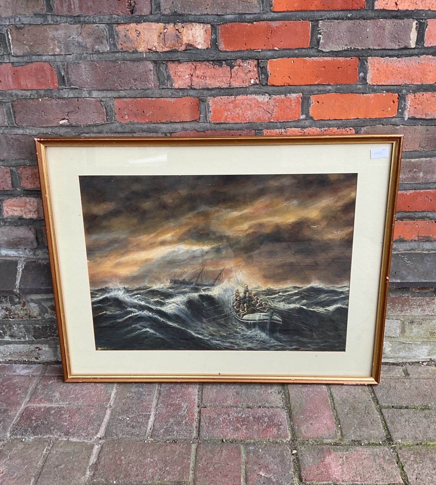 G butten signed oil painting of a life boat in rough seas