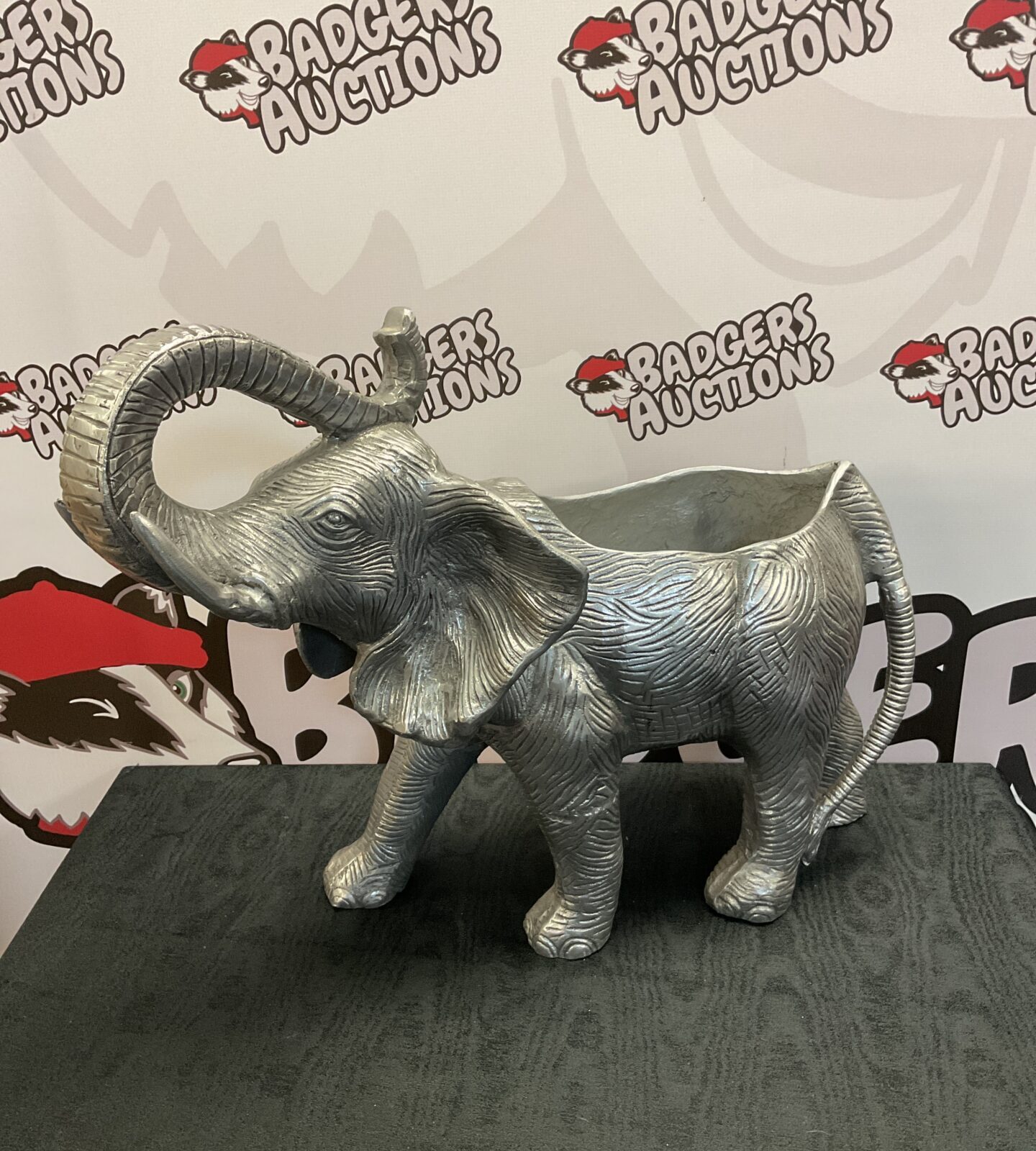 Large metal elephant plant pot holder