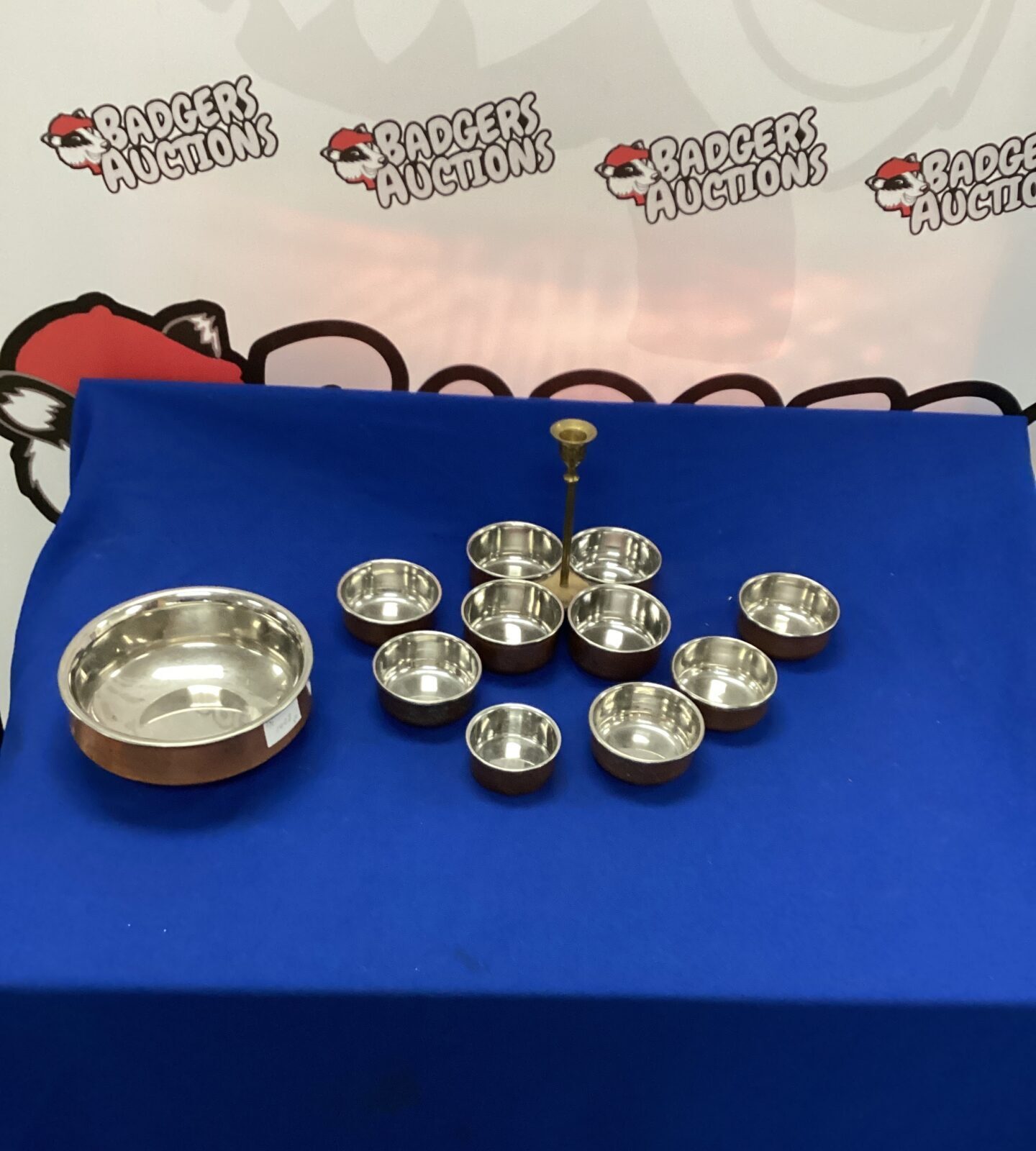 Selection of stainless steel balti dishes