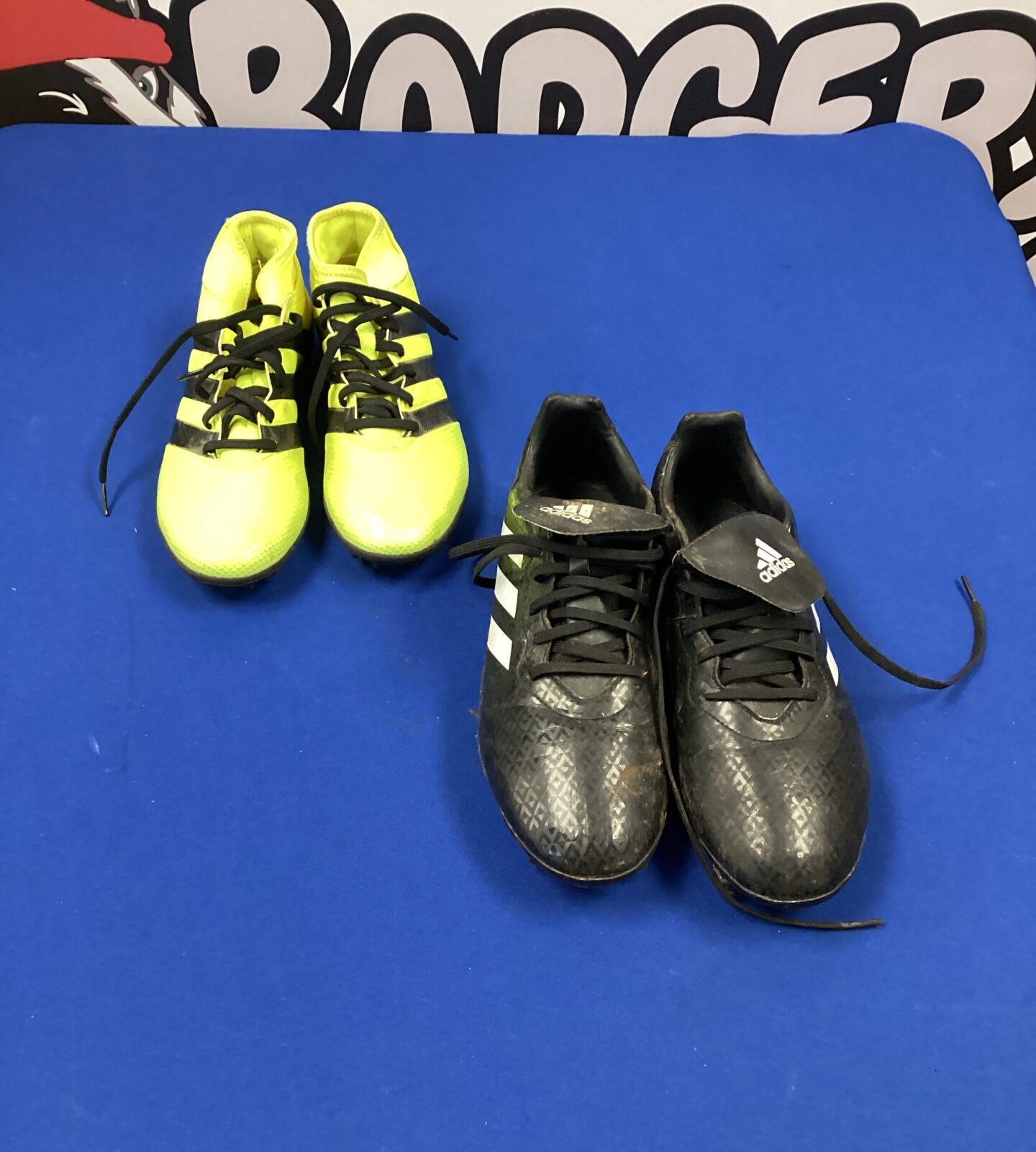 Two pairs of adidas football boots sizes 8 & 8.5