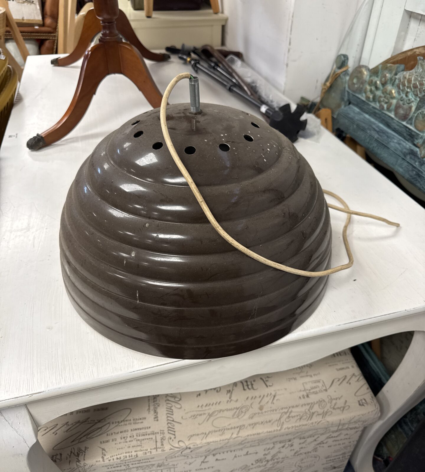 Large enamel industrial style ceiling light 17” diameter