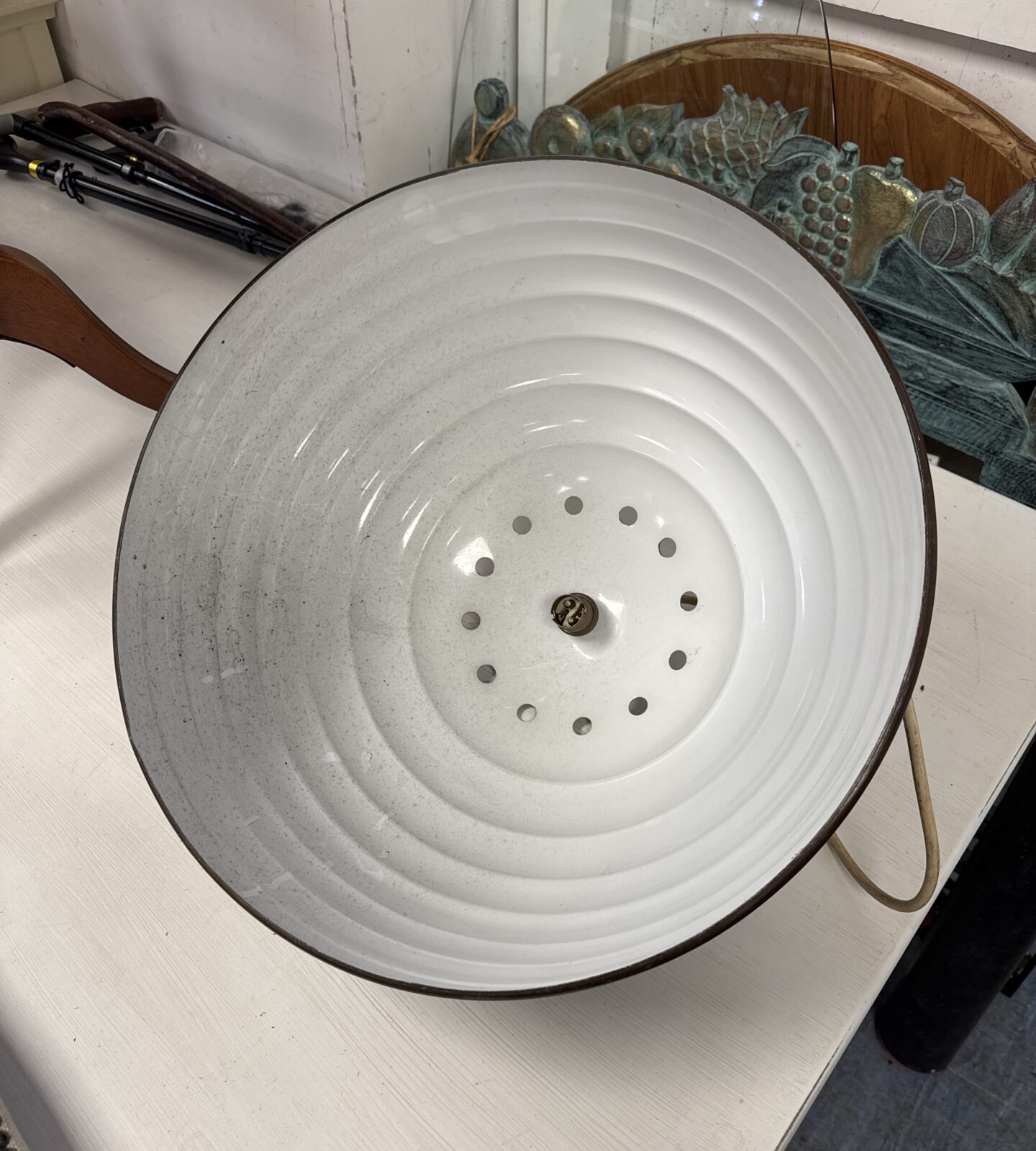 Large enamel industrial style ceiling light 17” diameter - Image 2