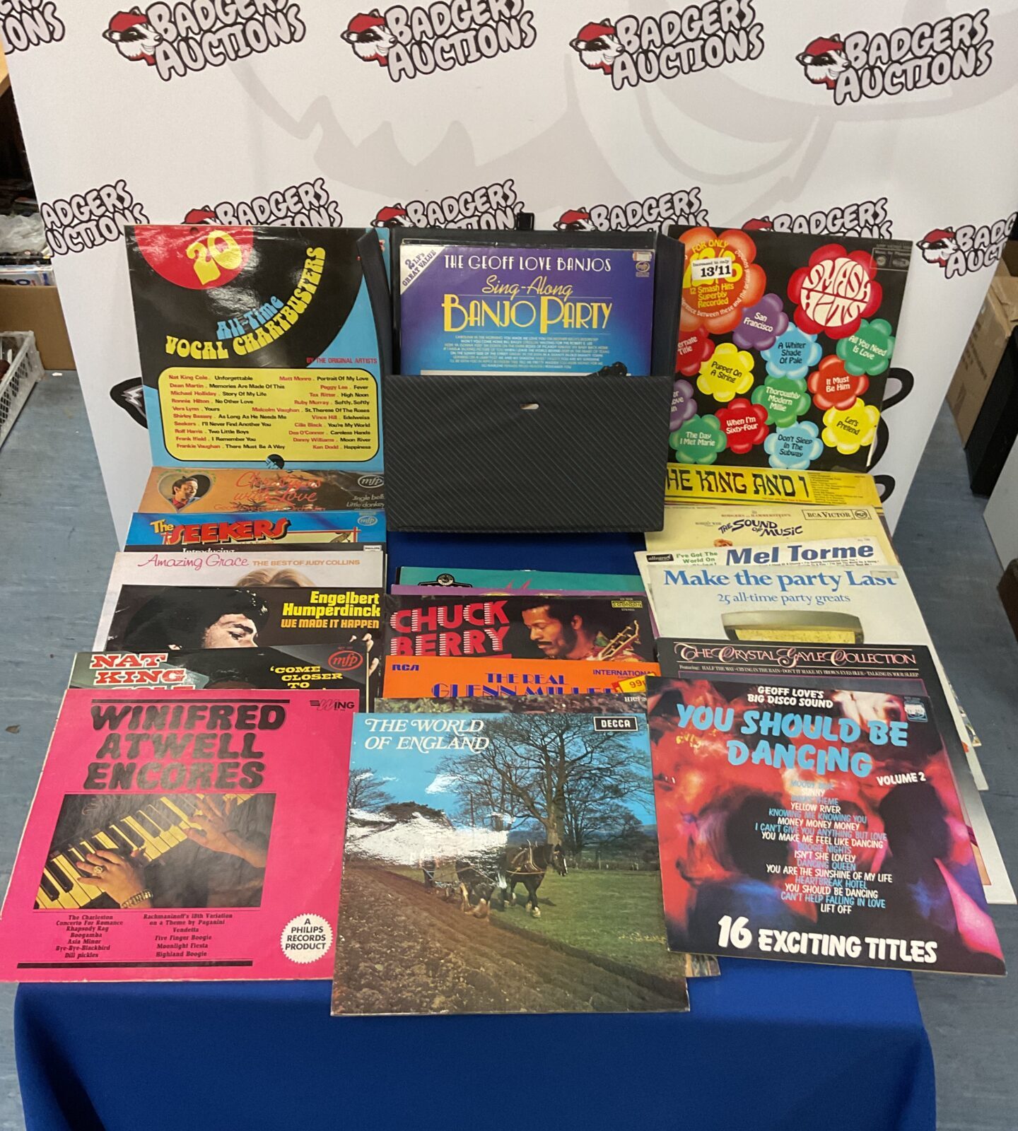 Collection of 12” vinyl records including chuck berry