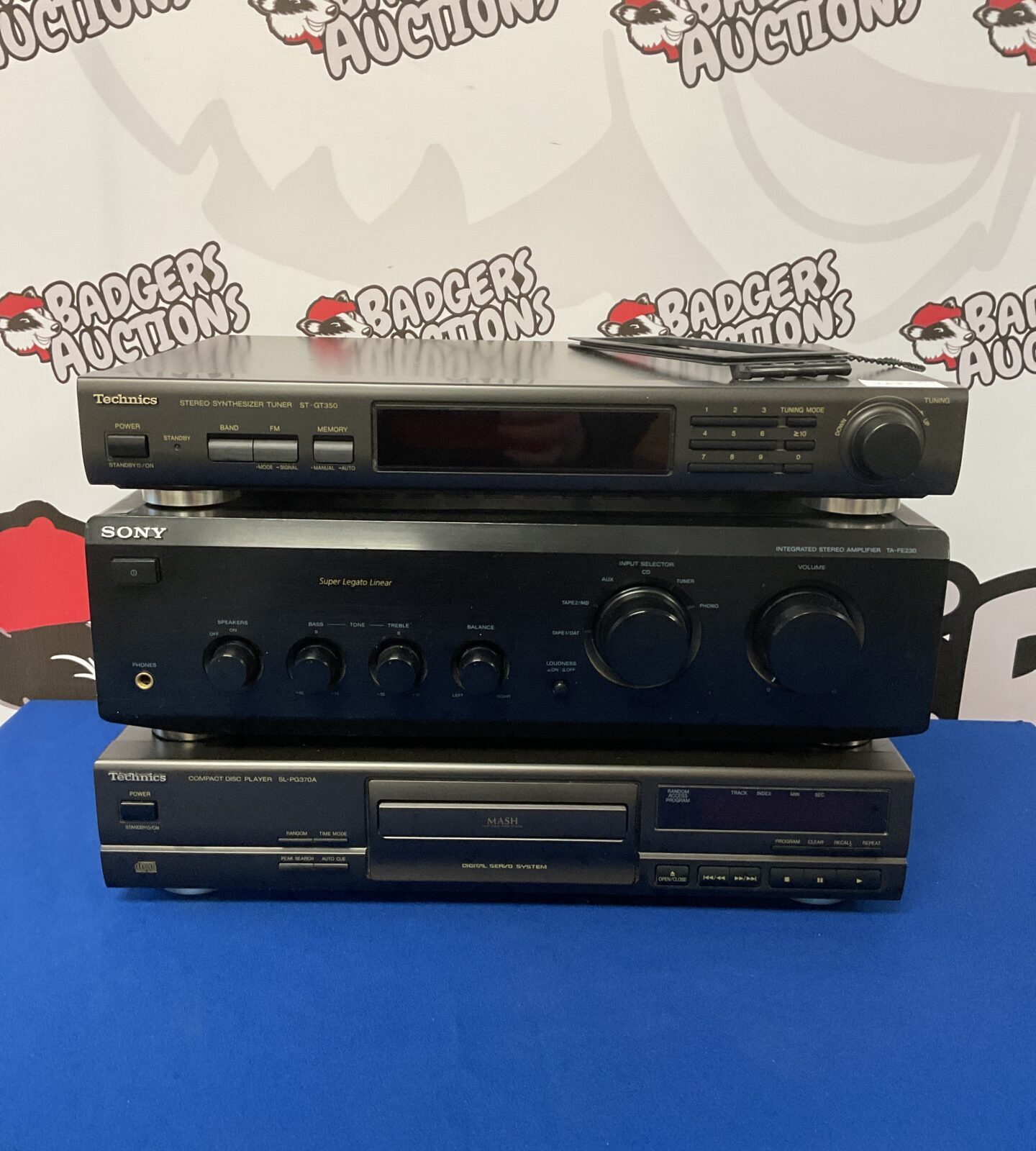 Technics st-gt350 synthesizer tuner, sl-pg370a cd player & sony ta-fe230 receiver