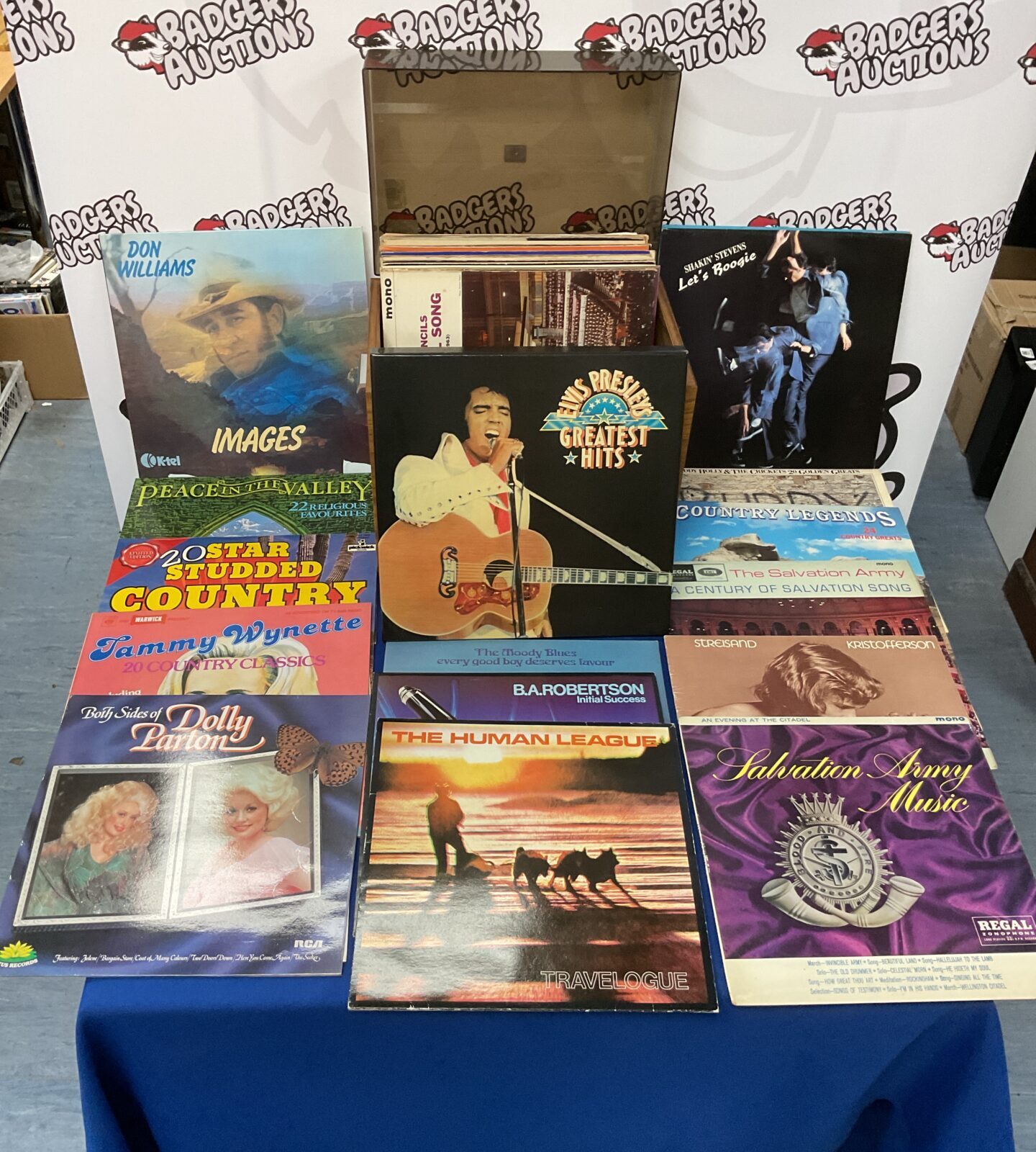 Collection of vinyl records including elvis & the human league