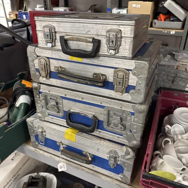 Four ABS London flight cases - largest at bottom 19.75” length