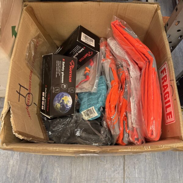Box of assorted PPE equipment