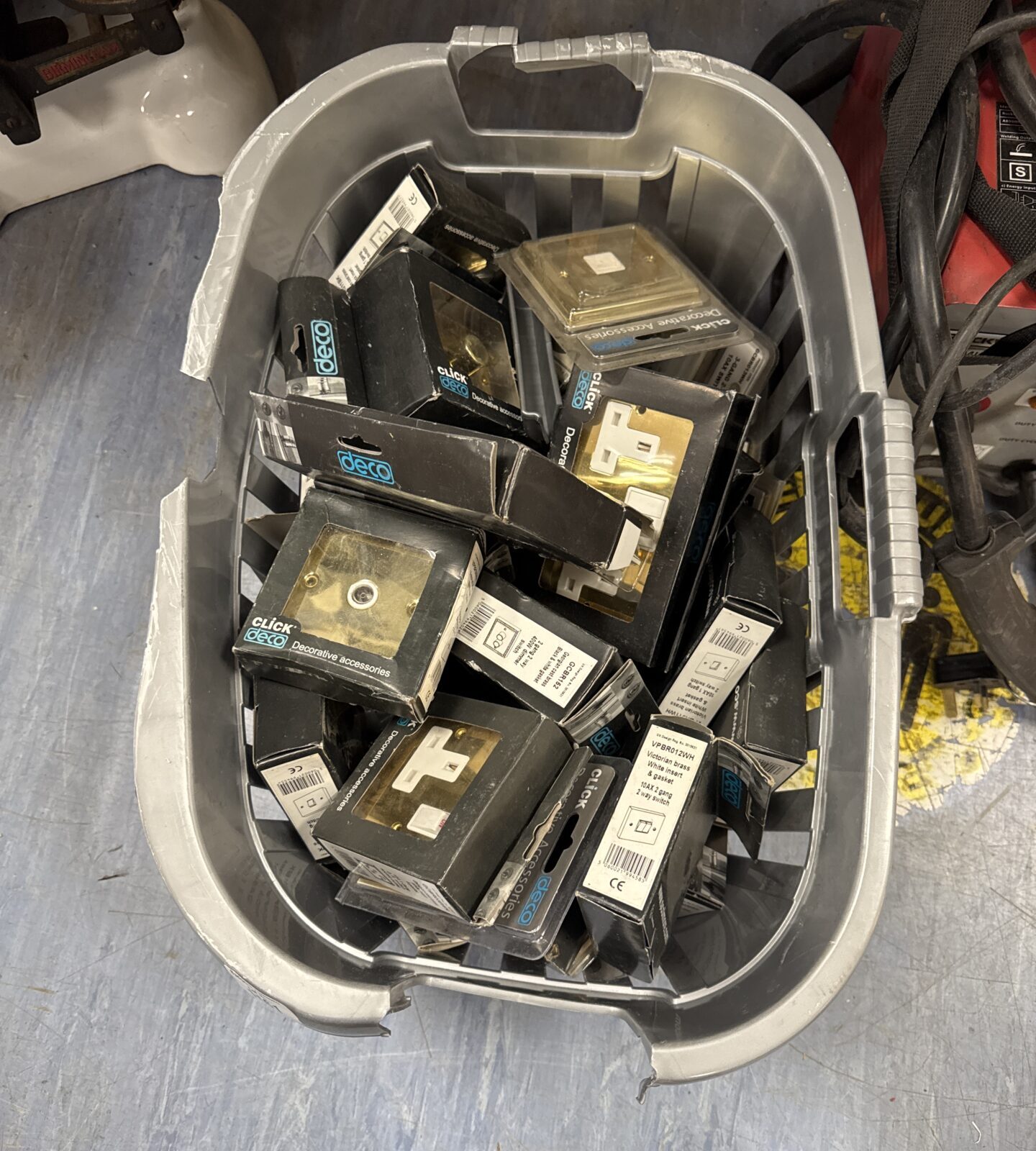 Quantity of brass effect sockets & switches
