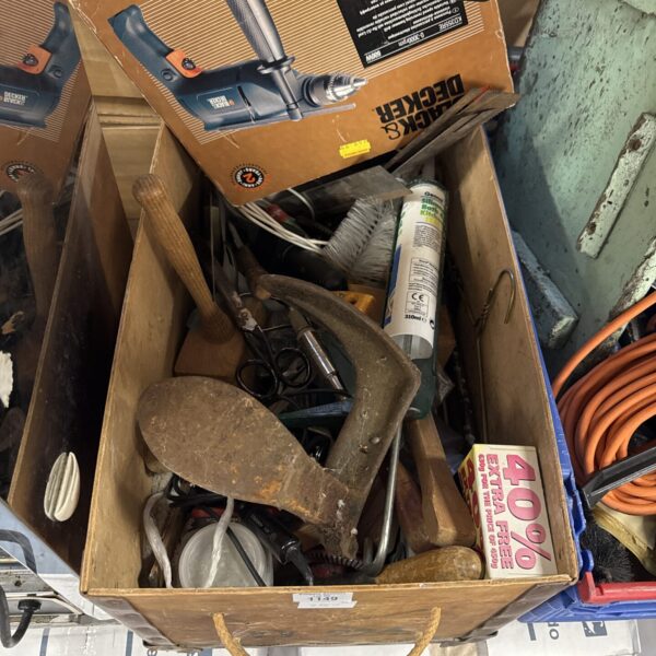 Box of shed clearance items