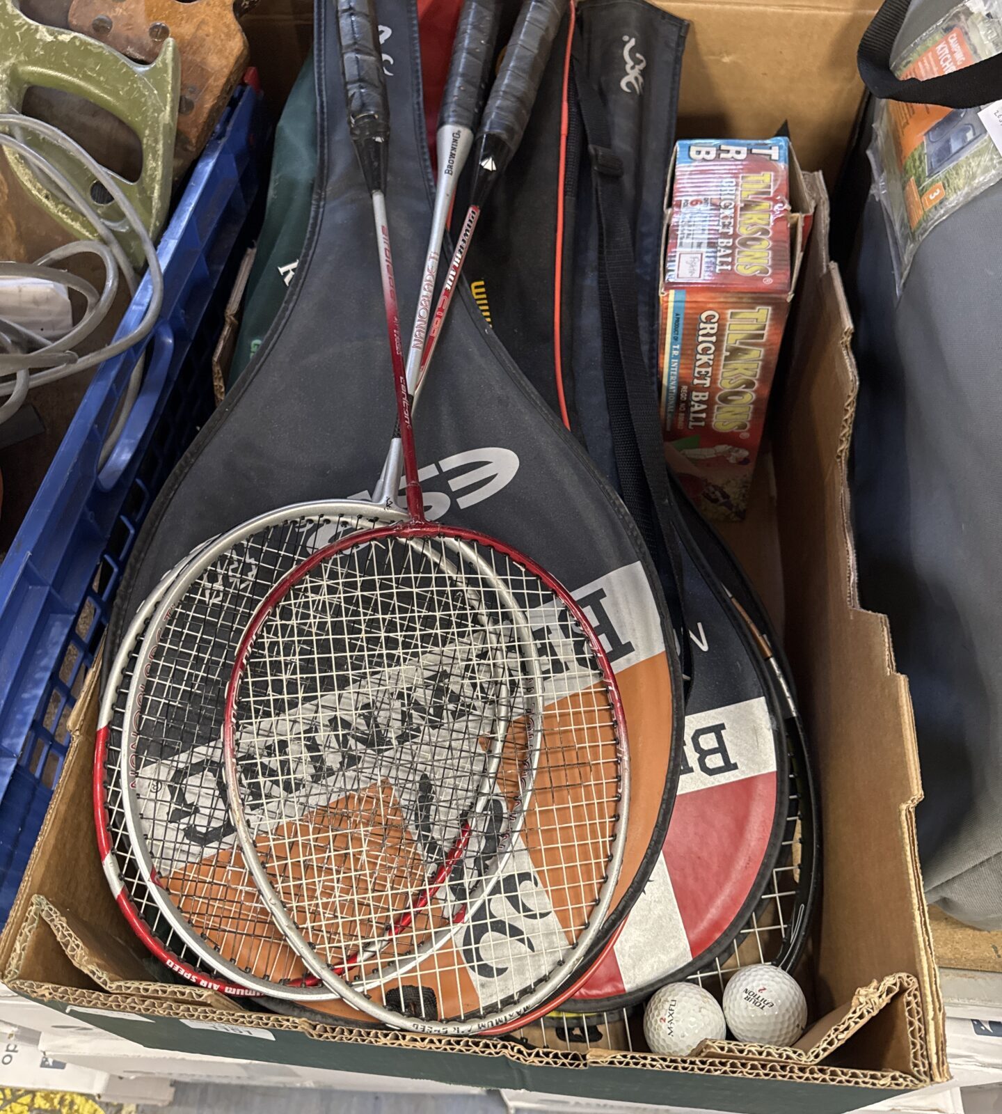 Selection of sports rackets & tennis balls