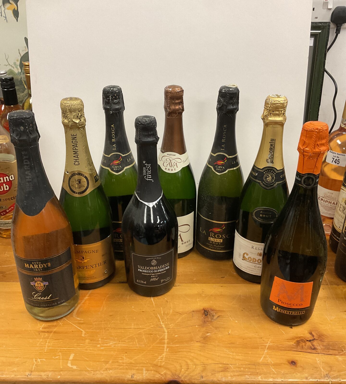 Eight bottles of champagne including la rosca & valdobbiadene