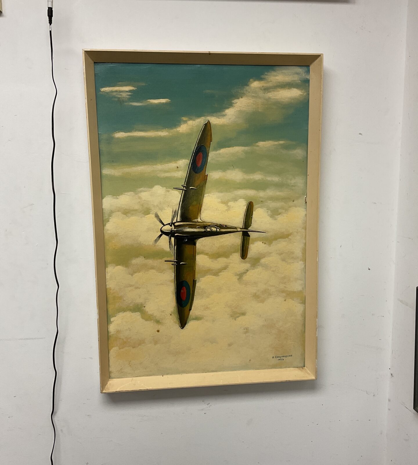 A carwardine 1972 oil painting of a spitfire
