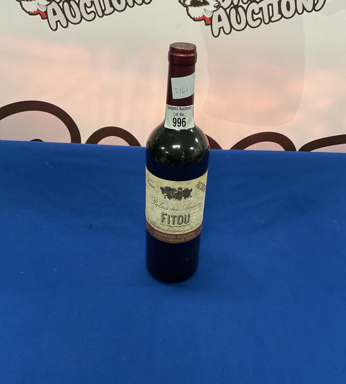 French palais des anciend Fitou 2013 bottle of red wine