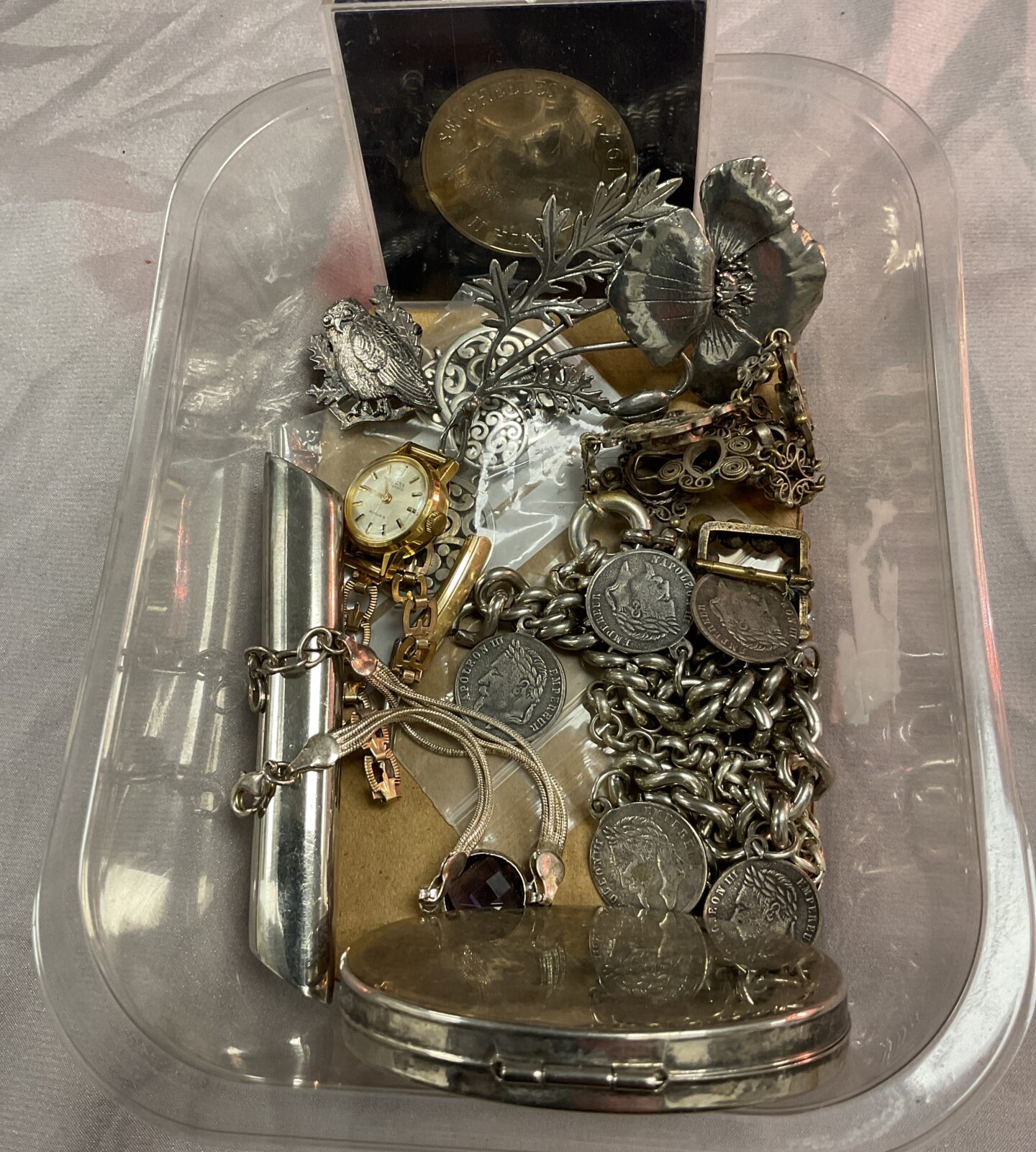 tray of Whitemetal jewellery and other