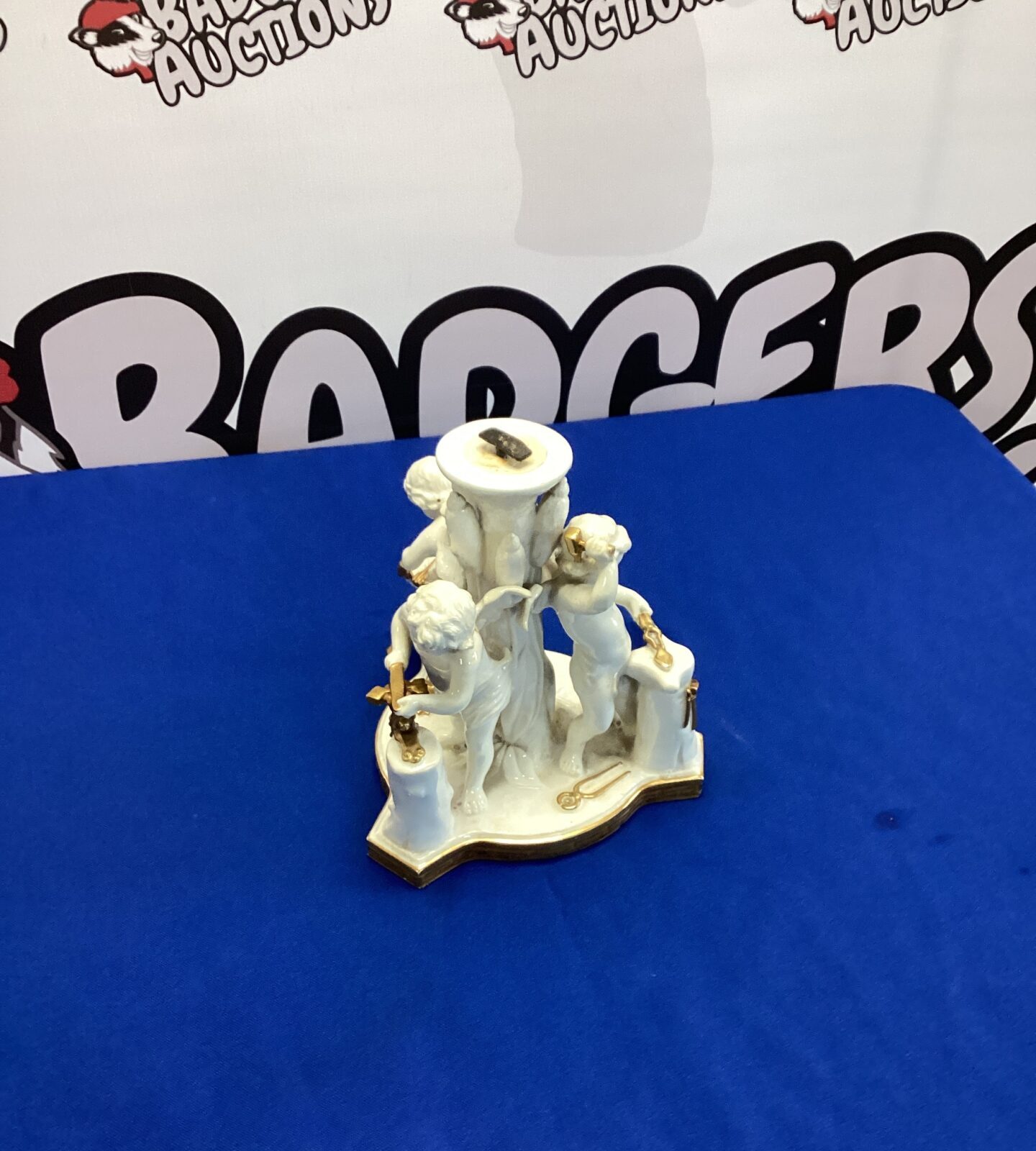 victorian Moores Bros Porcelain Chrubs oil lamp base
