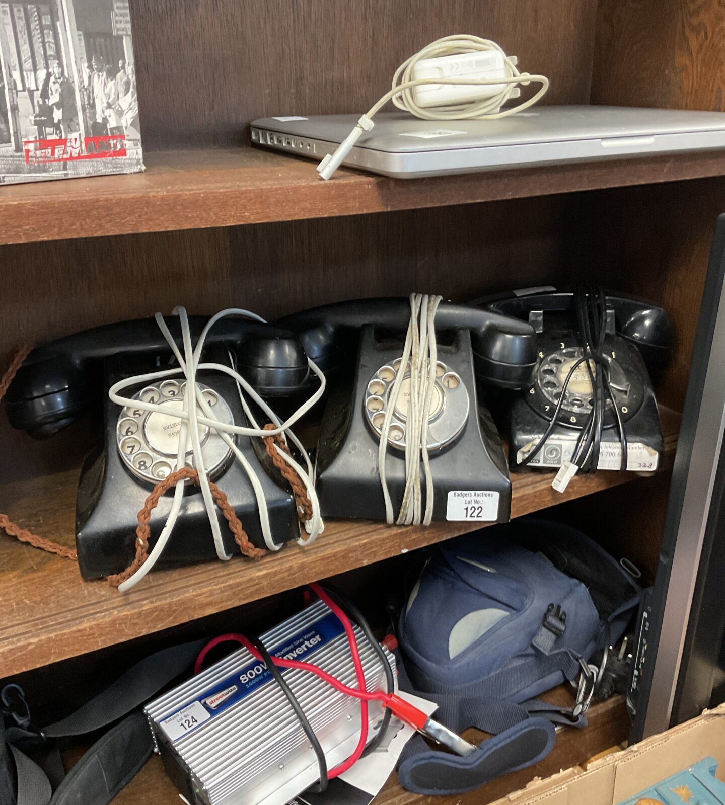 Three vintage Bakelite rotary telephones