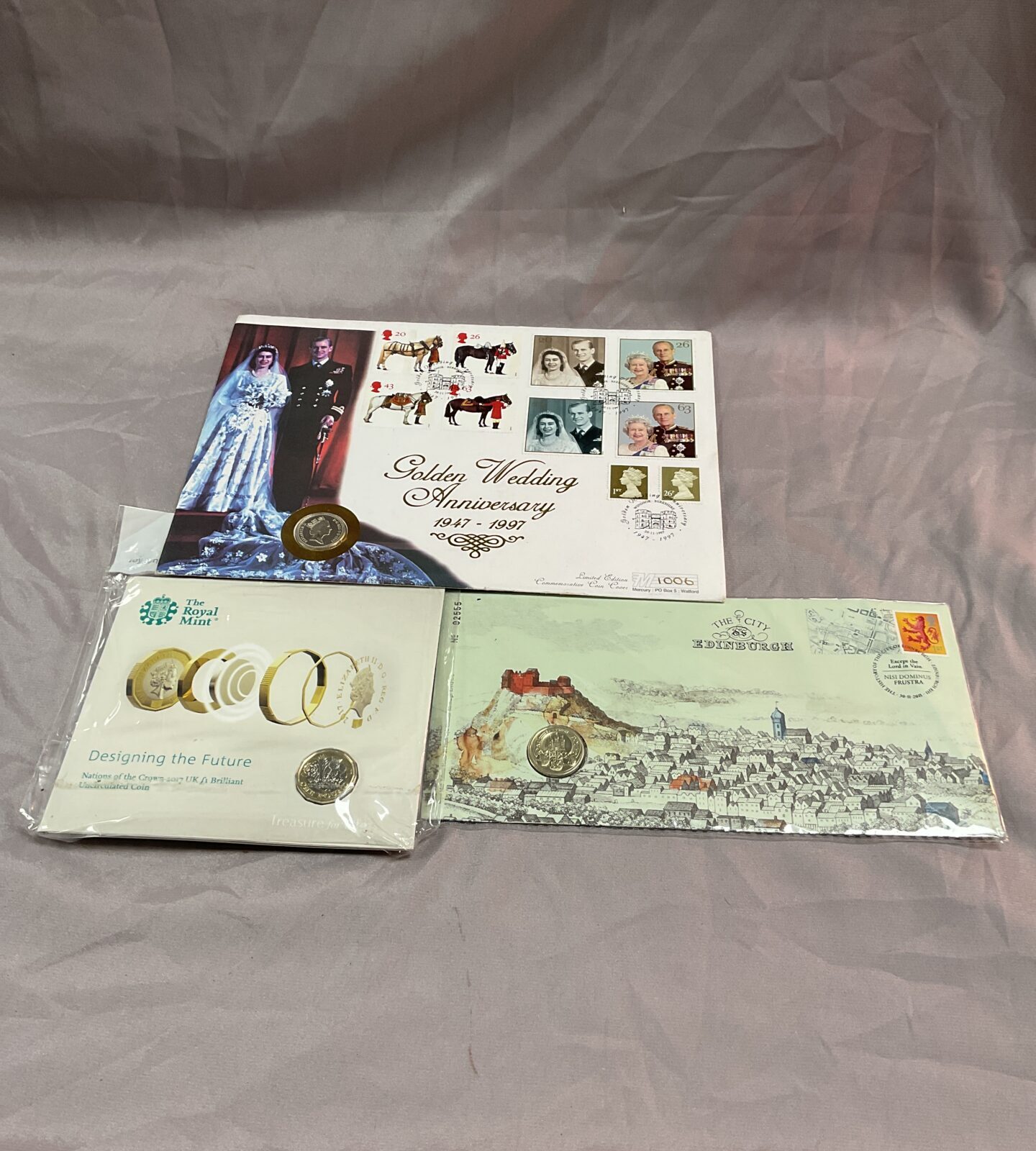 1947 royal wedding prestige coin set and coin 1st day cover