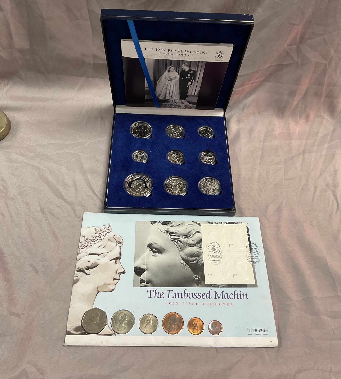 1947 royal wedding prestige coin set and coin 1st day cover